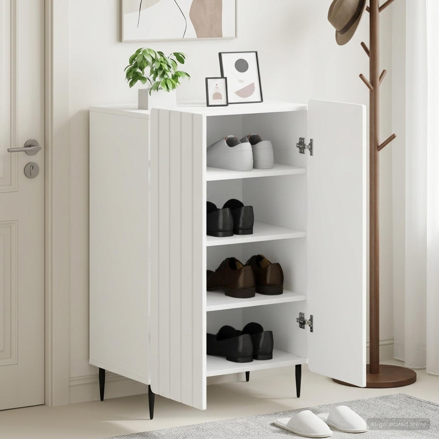 Schuhschrank ZWOLLE 59,5 x 39,5 x 91,5 cm Holzwerkstoff Weiß