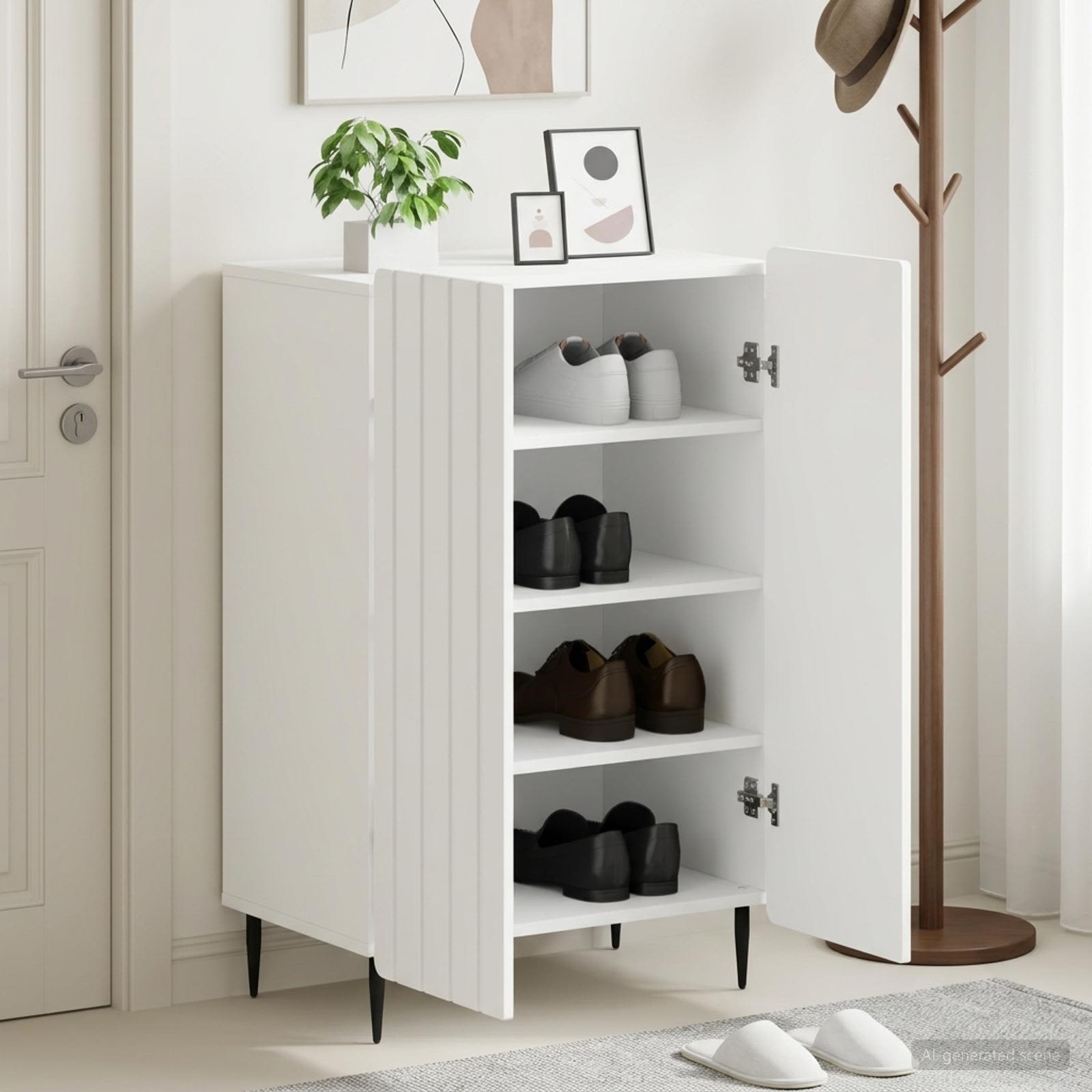 Schuhschrank ZWOLLE 59,5 x 39,5 x 91,5 cm Holzwerkstoff Weiß
