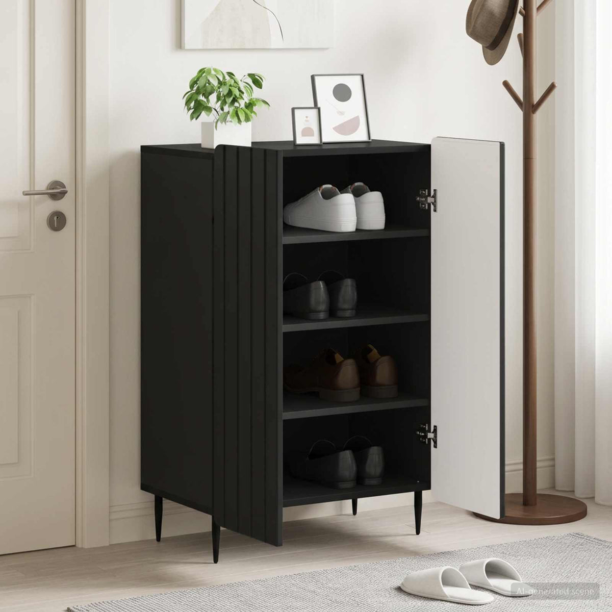 Schuhschrank ZWOLLE 59,5 x 39,5 x 91,5 cm Holzwerkstoff Schwarz