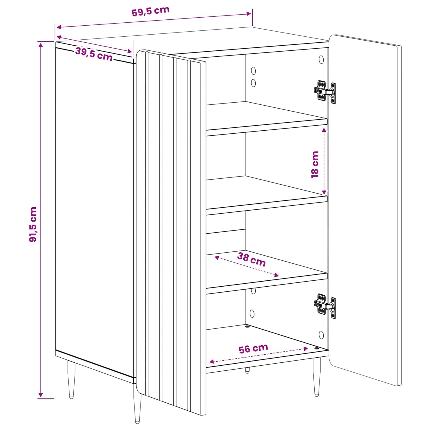 Schuhschrank ZWOLLE 59,5 x 39,5 x 91,5 cm Holzwerkstoff Schwarz