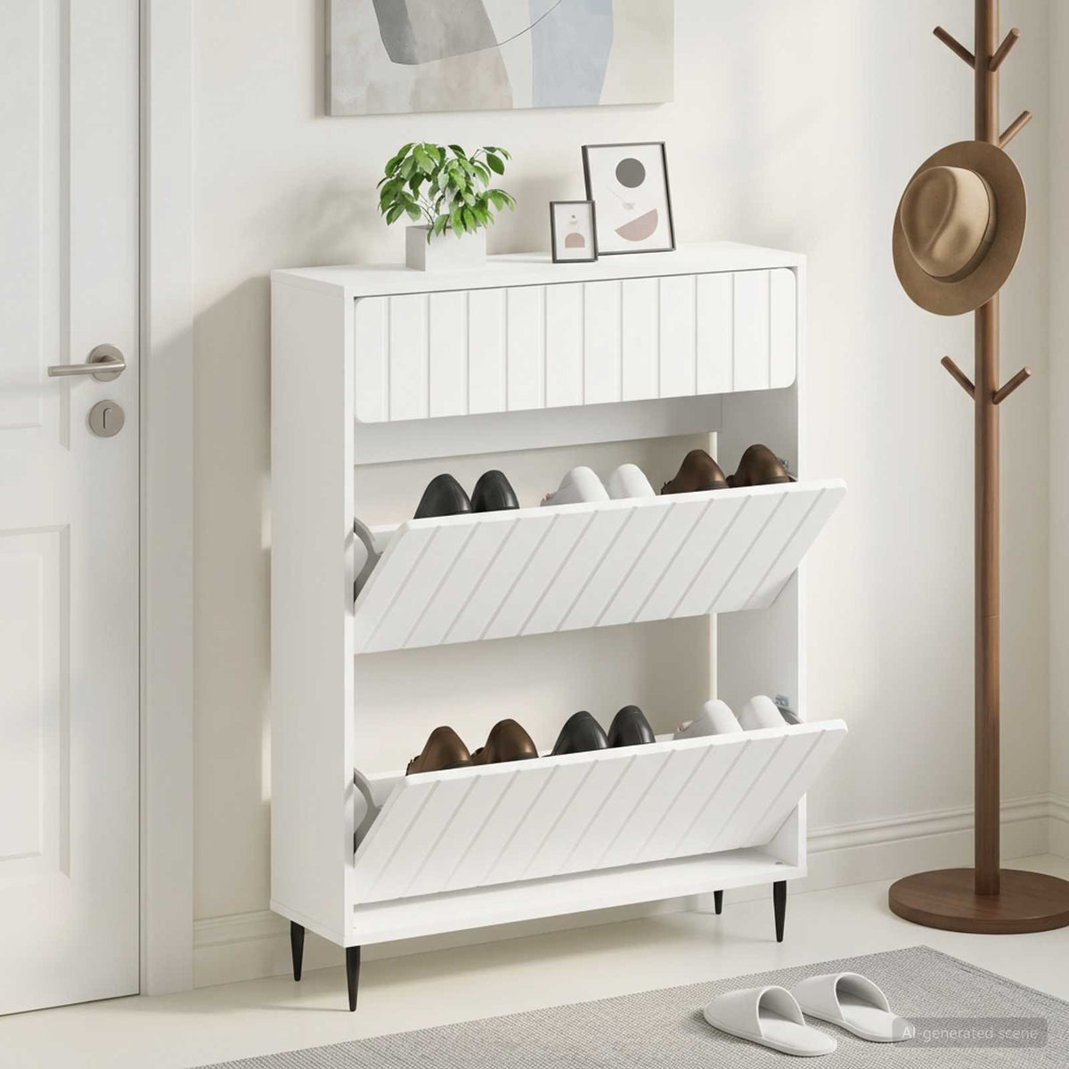 Schuhschrank ZWOLLE 78 x 24 x 103 cm Holzwerkstoff Weiß