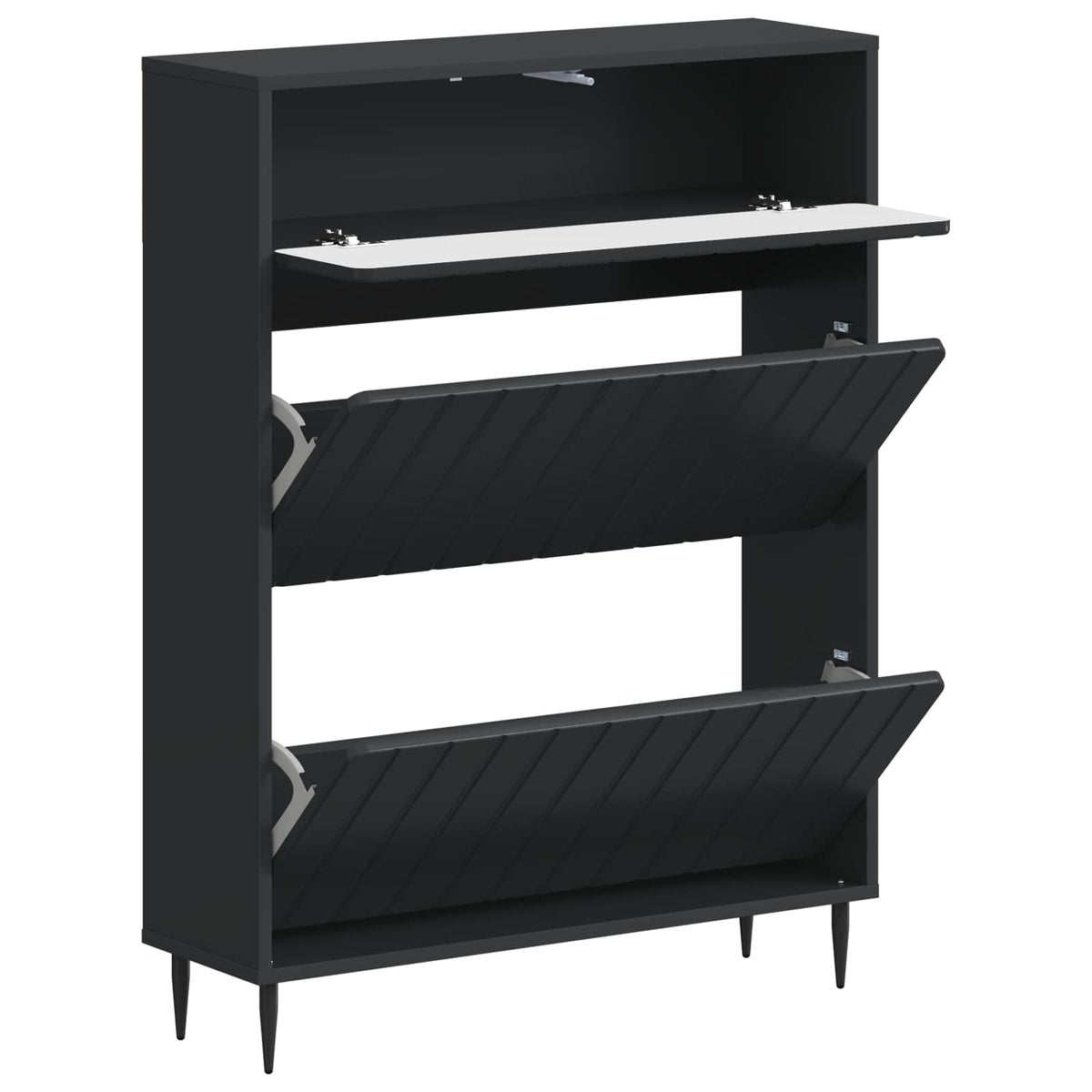 Schuhschrank ZWOLLE 78 x 24 x 103 cm Holzwerkstoff Schwarz