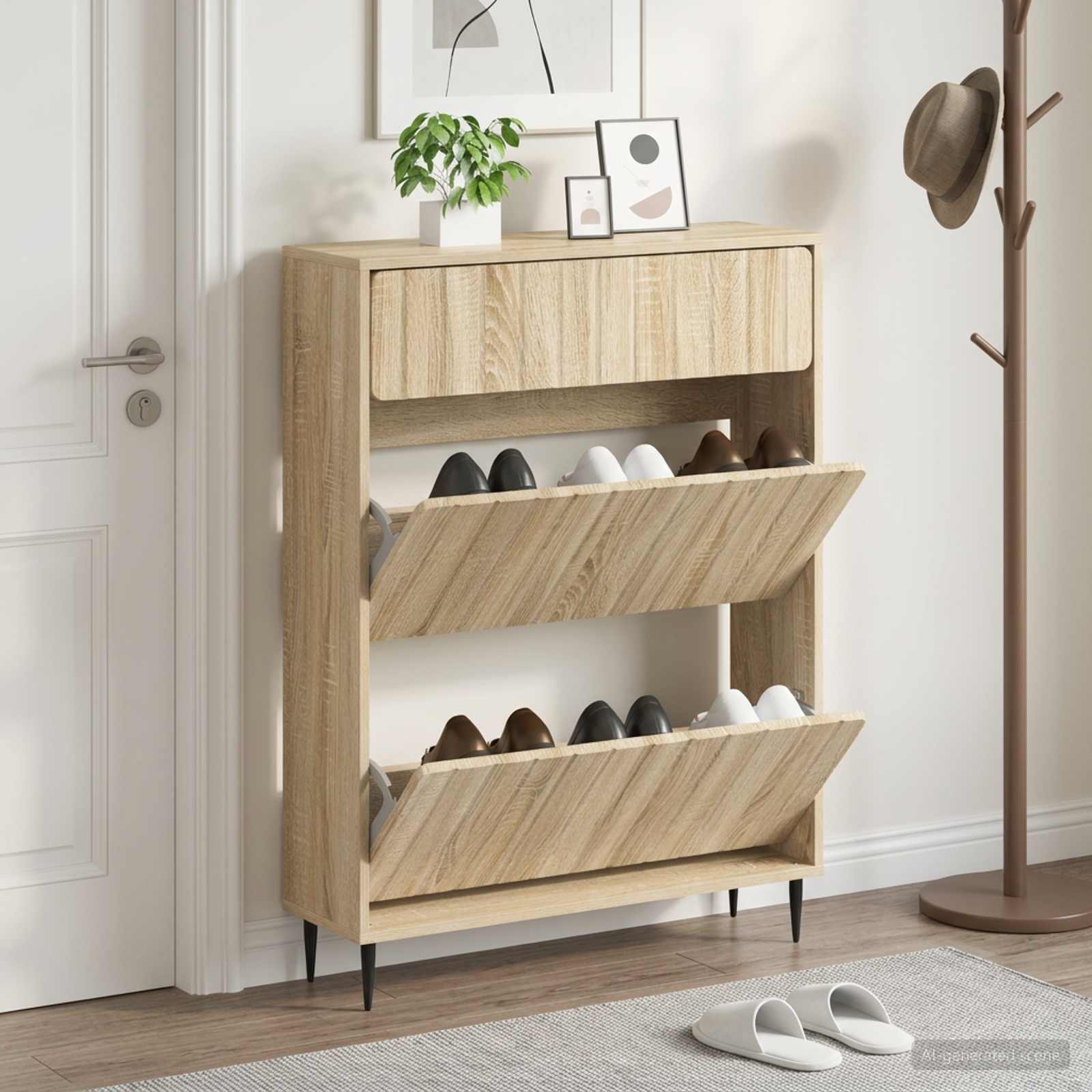 Schuhschrank ZWOLLE 78 x 24 x 103 cm Holzwerkstoff Sonoma-Eiche