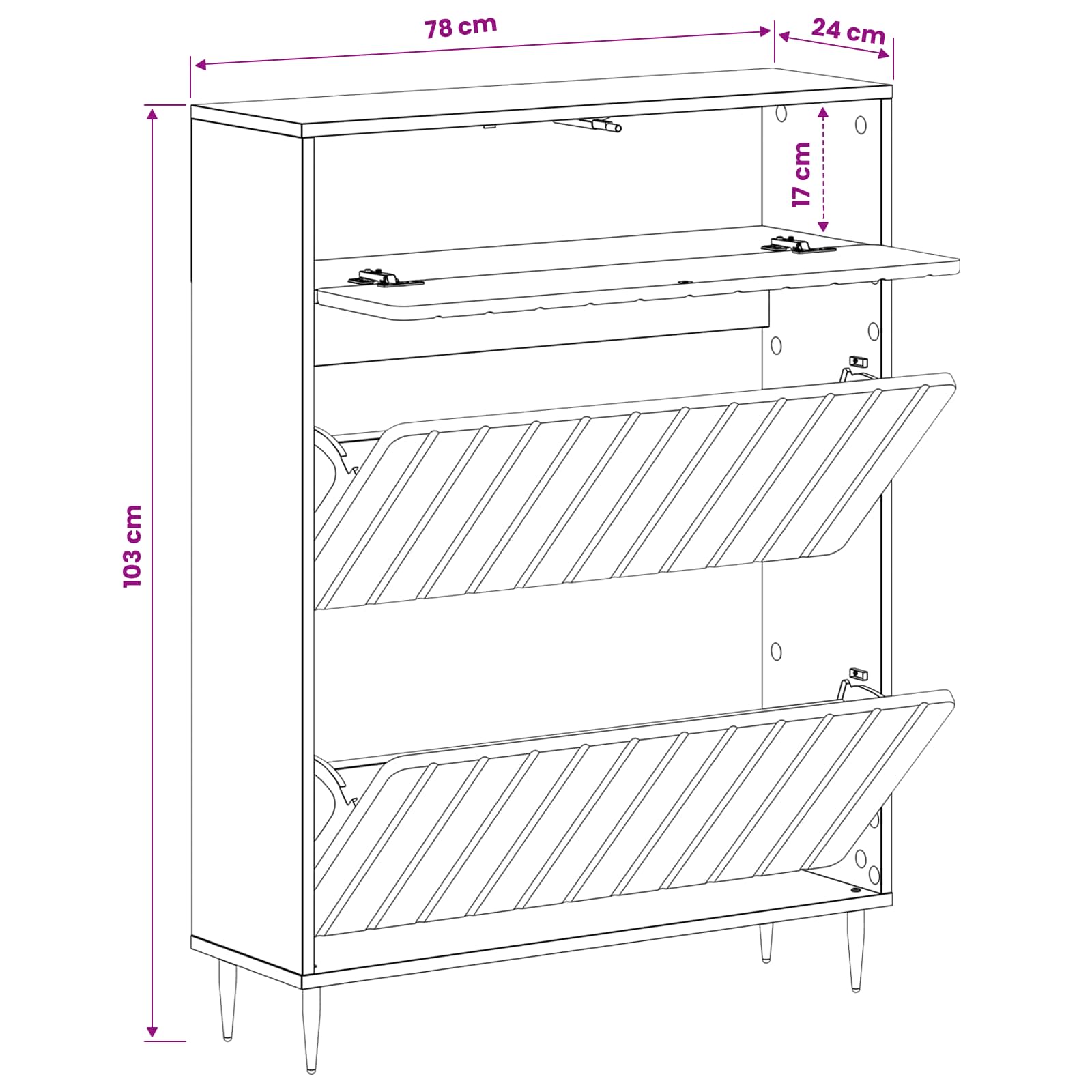 Schuhschrank ZWOLLE 78 x 24 x 103 cm Holzwerkstoff