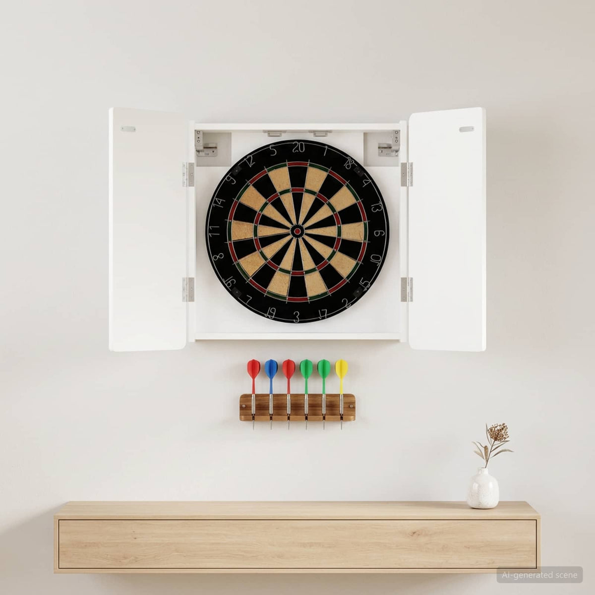 Dartboard Schrank ZWOLLE Weiß 52,5 x 10,5 x 57,5 cm