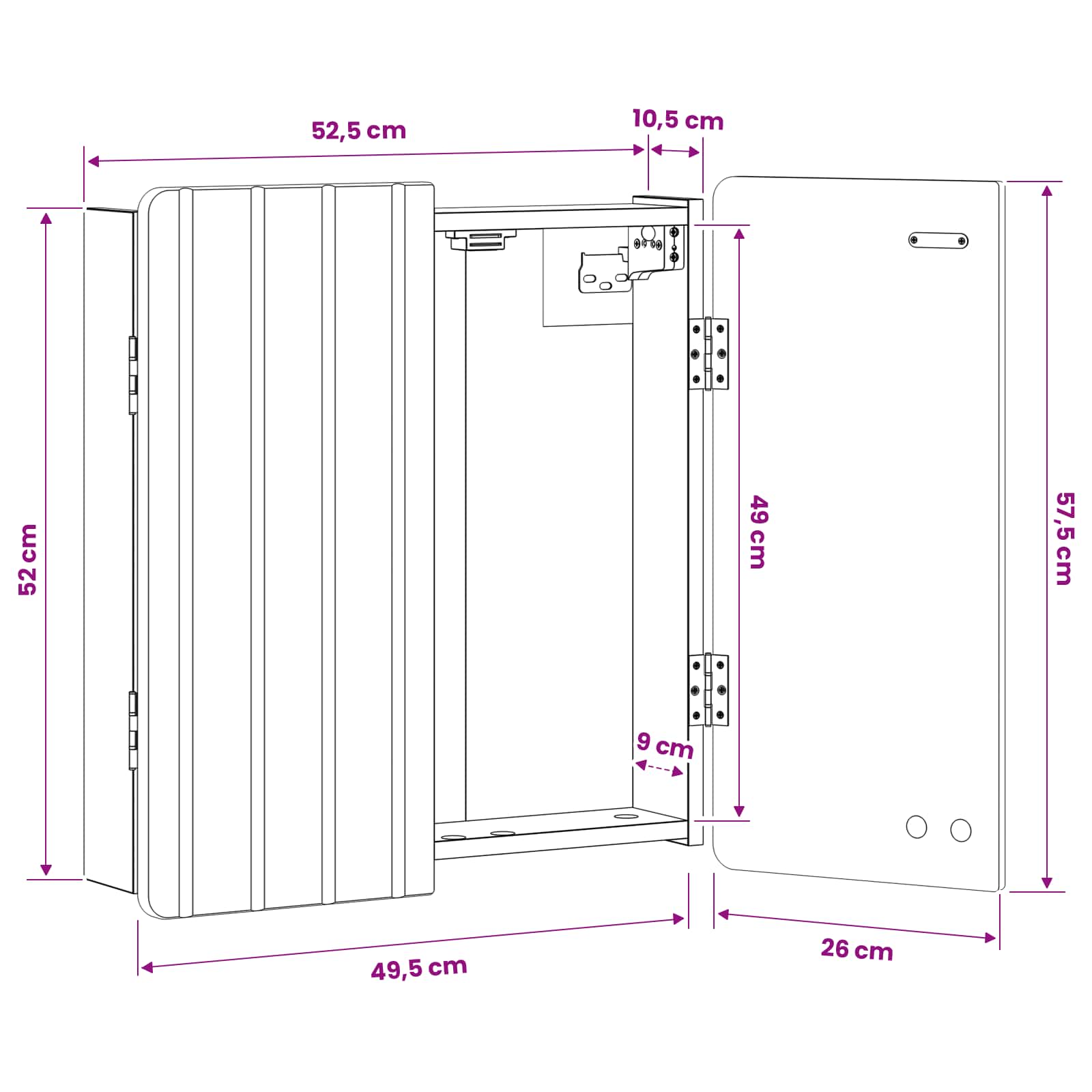 Dartboard Schrank ZWOLLE Schwarz 52,5 x 10,5 x 57,5 cm
