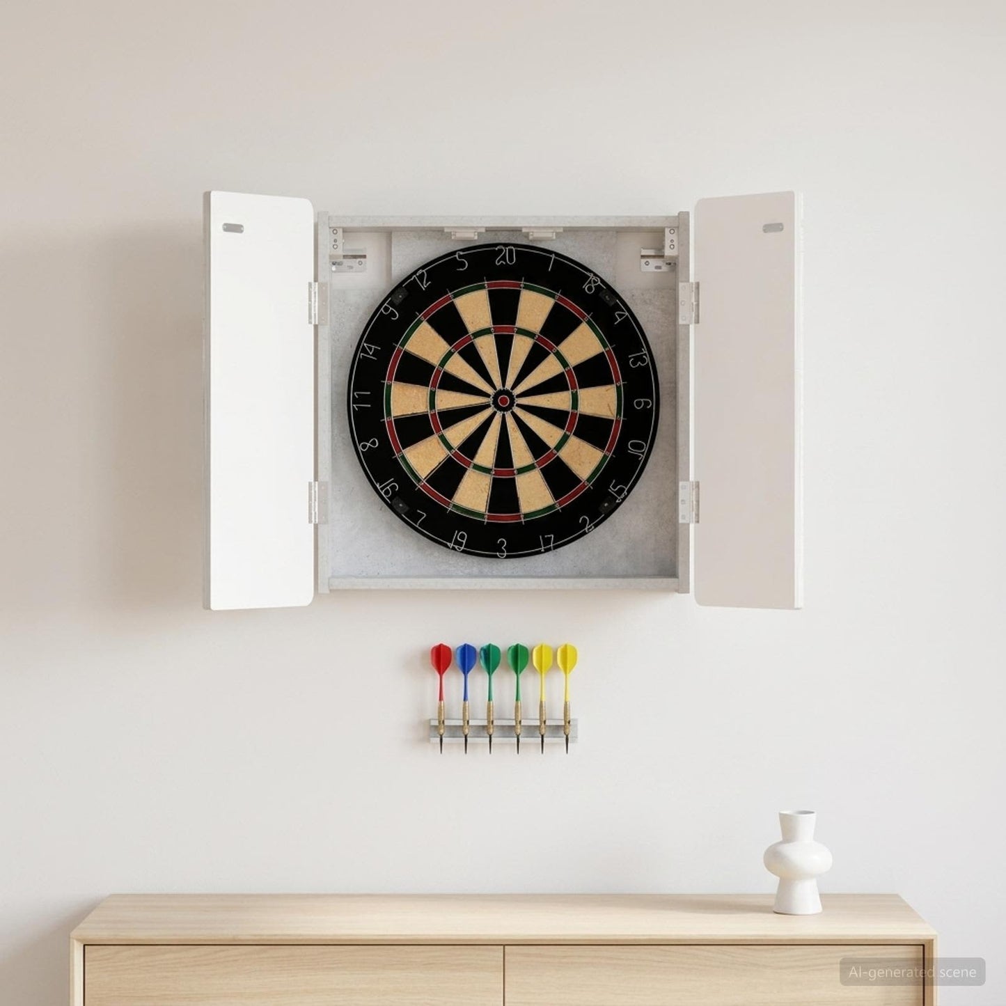 Dartboard Schrank ZWOLLE Betongrau 52,5 x 10,5 x 57,5 cm