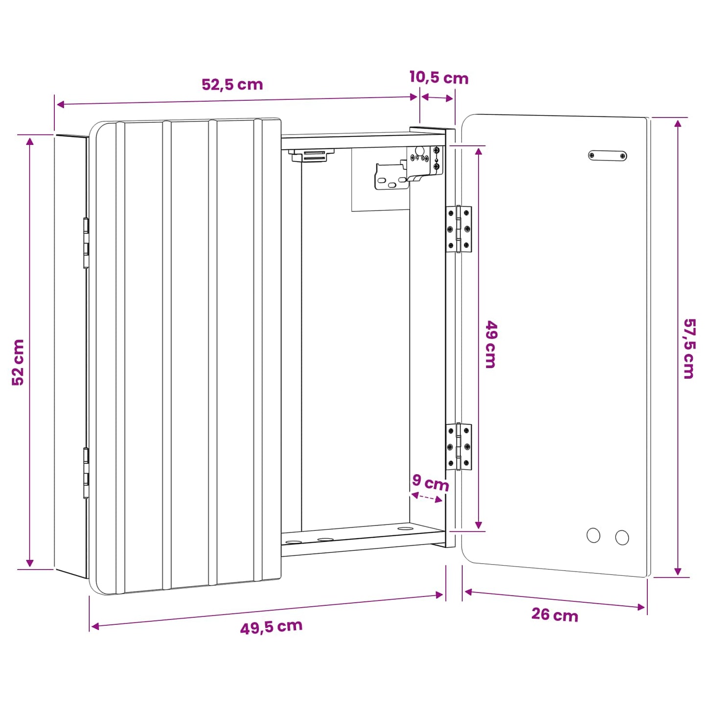 Dartboard Schrank ZWOLLE Hochglanz Weiß 52,5 x 10,5 x 57,5 cm