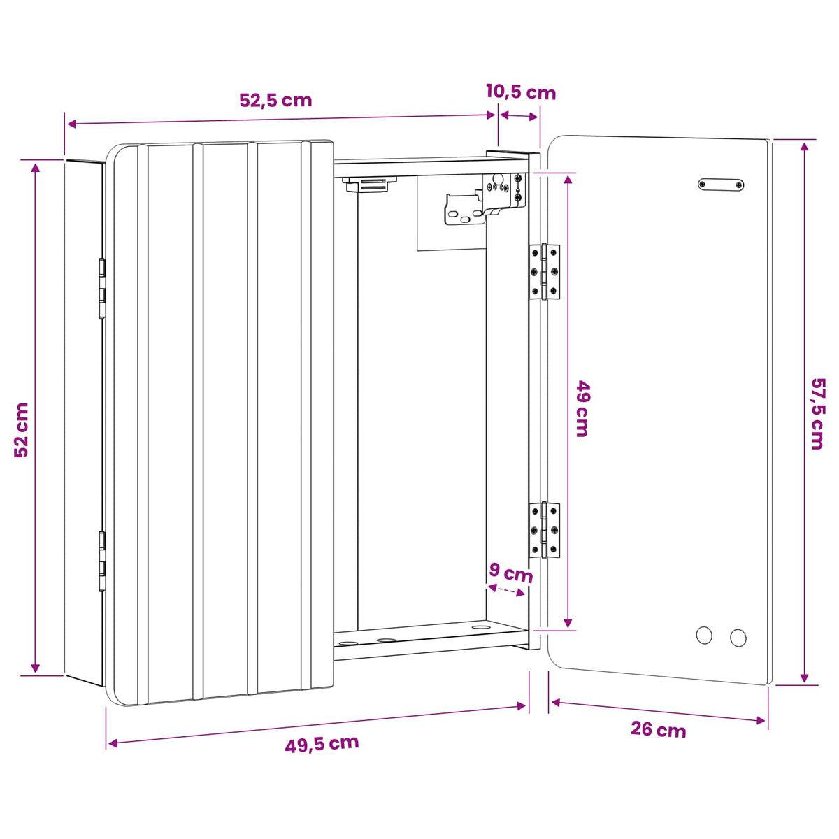 Dartboard Schrank ZWOLLE Artisan-Eiche 52,5 x 10,5 x 57,5 cm