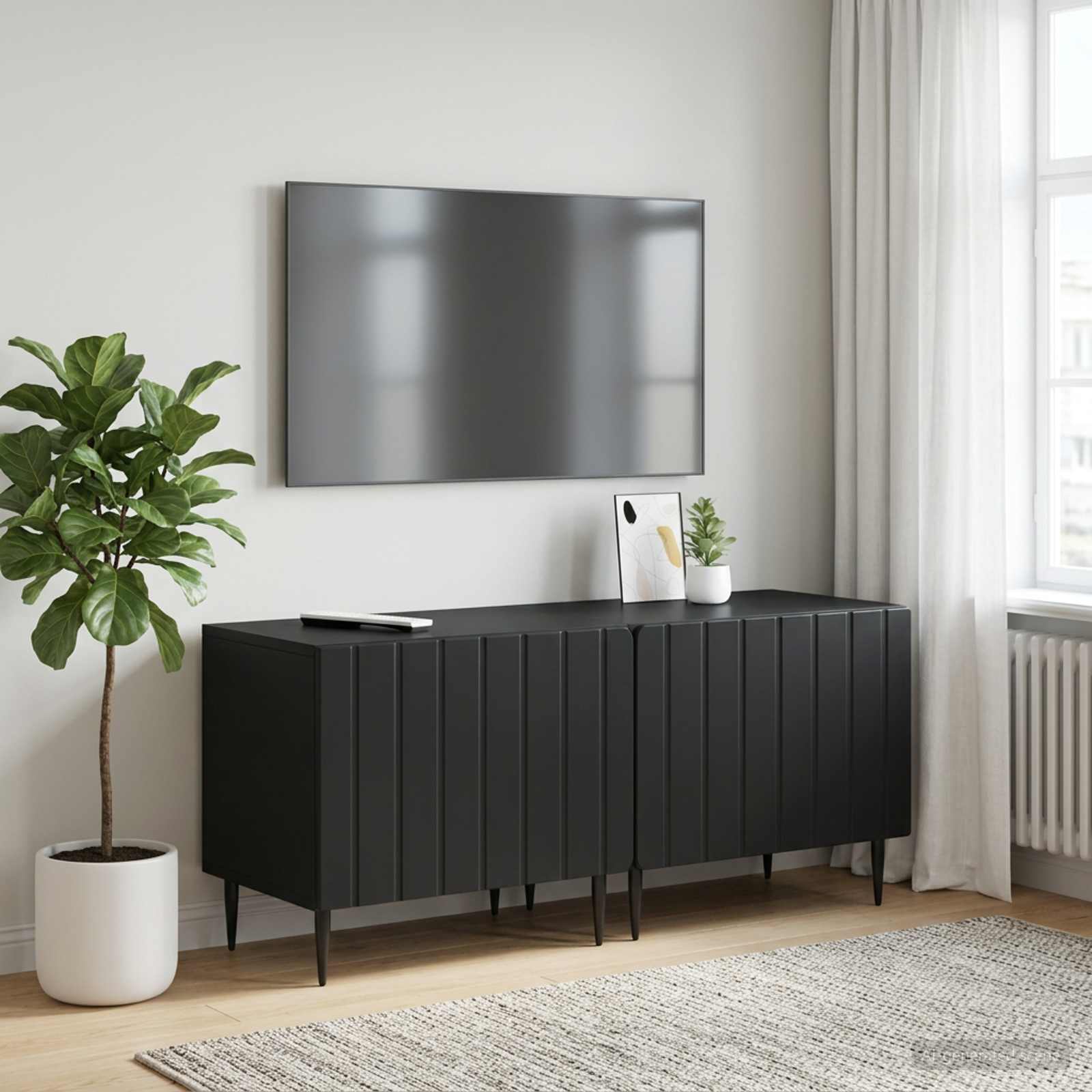TV-Schrank Schwarz Holzwerkstoff
