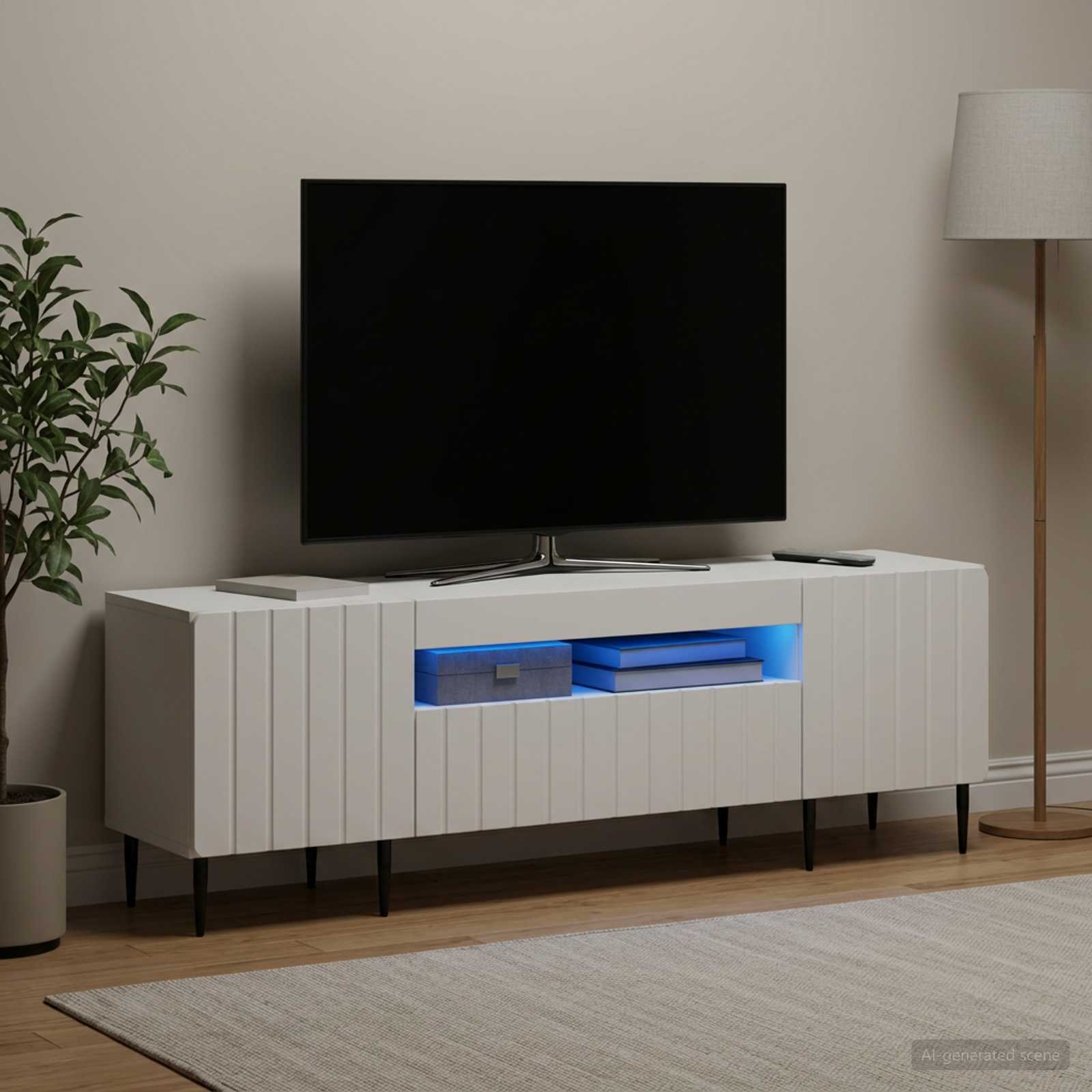 LED-TV-Schrank Weiß Holzwerkstoff