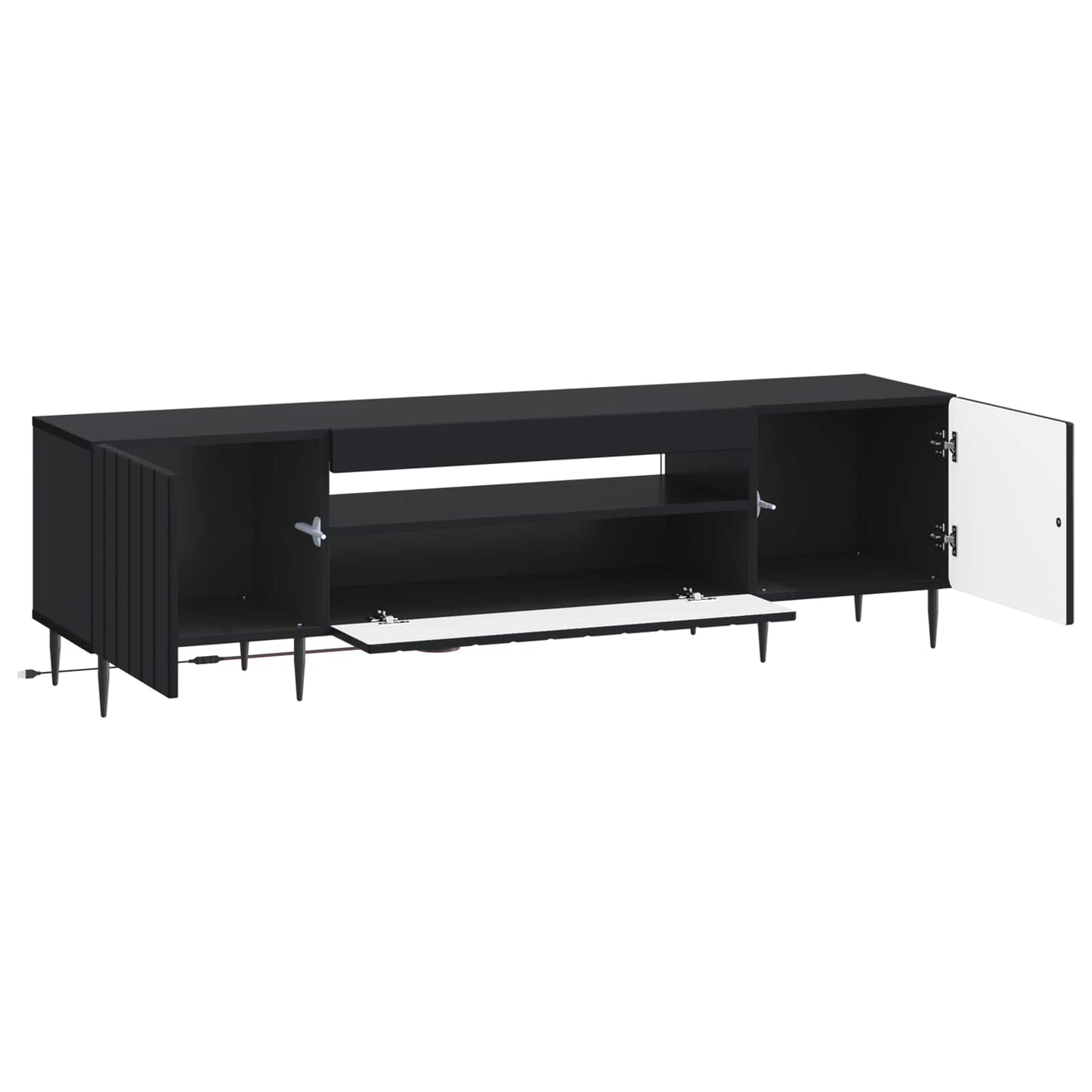 LED-TV-Schrank Schwarz Holzwerkstoff