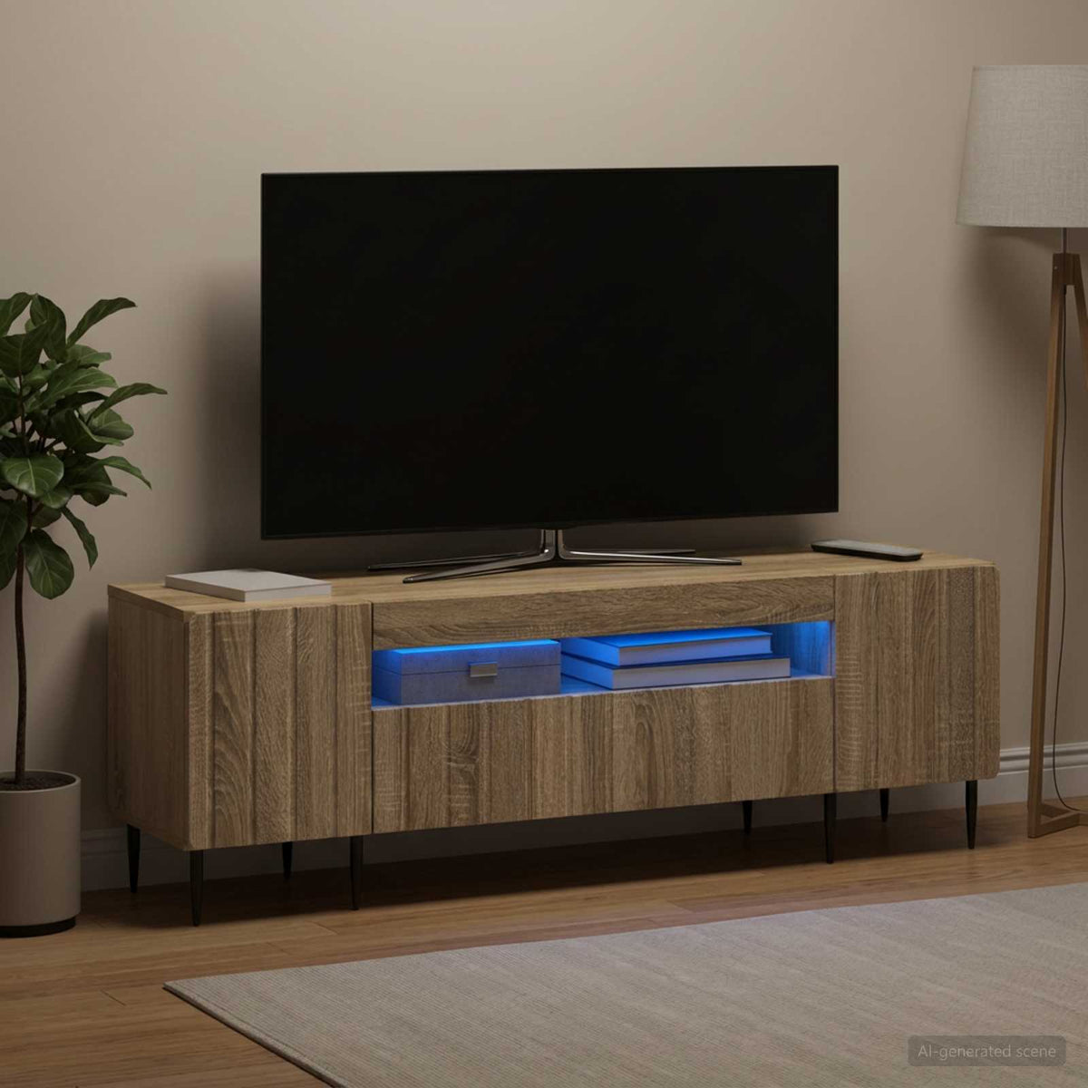 LED-TV-Schrank Sonoma-Eiche Holzwerkstoff