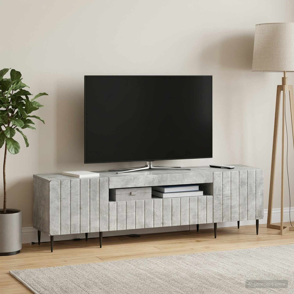 LED-TV-Schrank Betongrau Holzwerkstoff