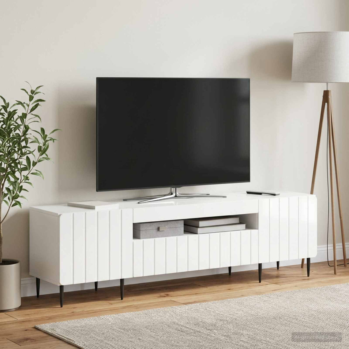 LED-TV-Schrank Hochglanz Weiß Holzwerkstoff