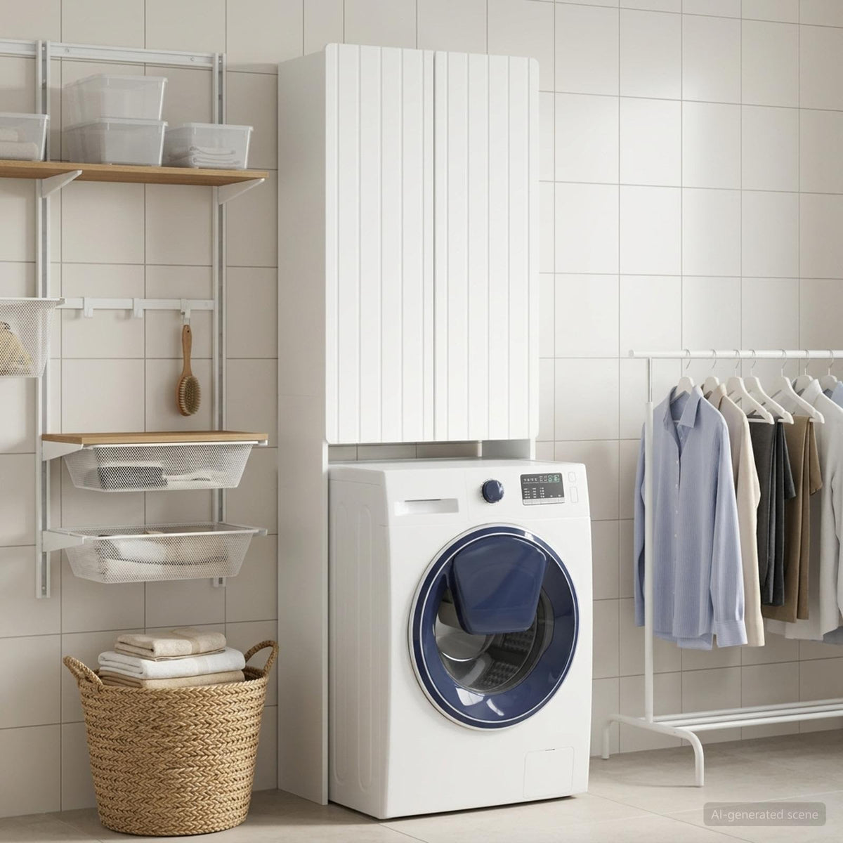 Toilettenschrank ZWOLLE Weiß 66 x 25,5 x 190 cm Holzwerkstoff
