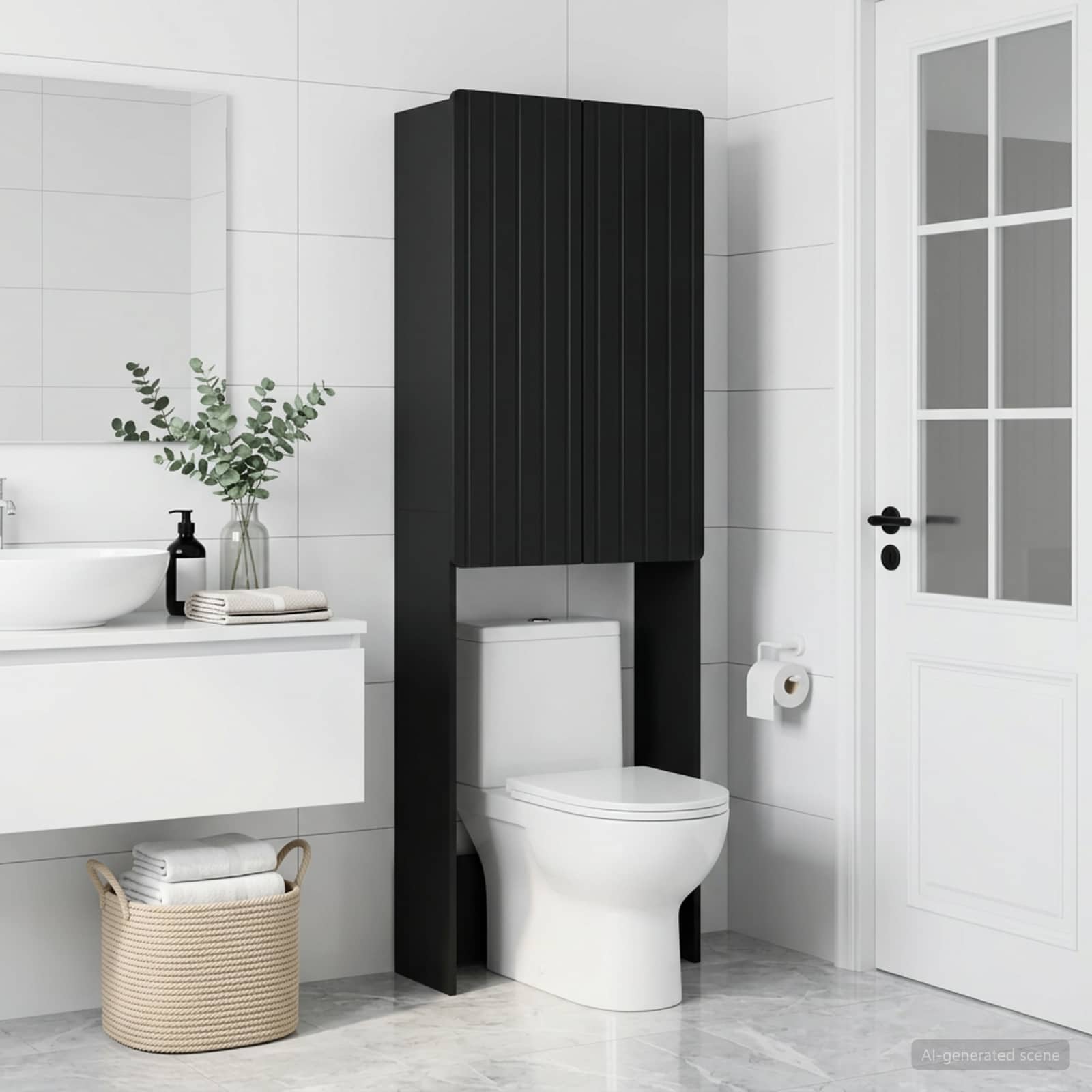 Toilettenschrank ZWOLLE Schwarz 66 x 25,5 x 190 cm