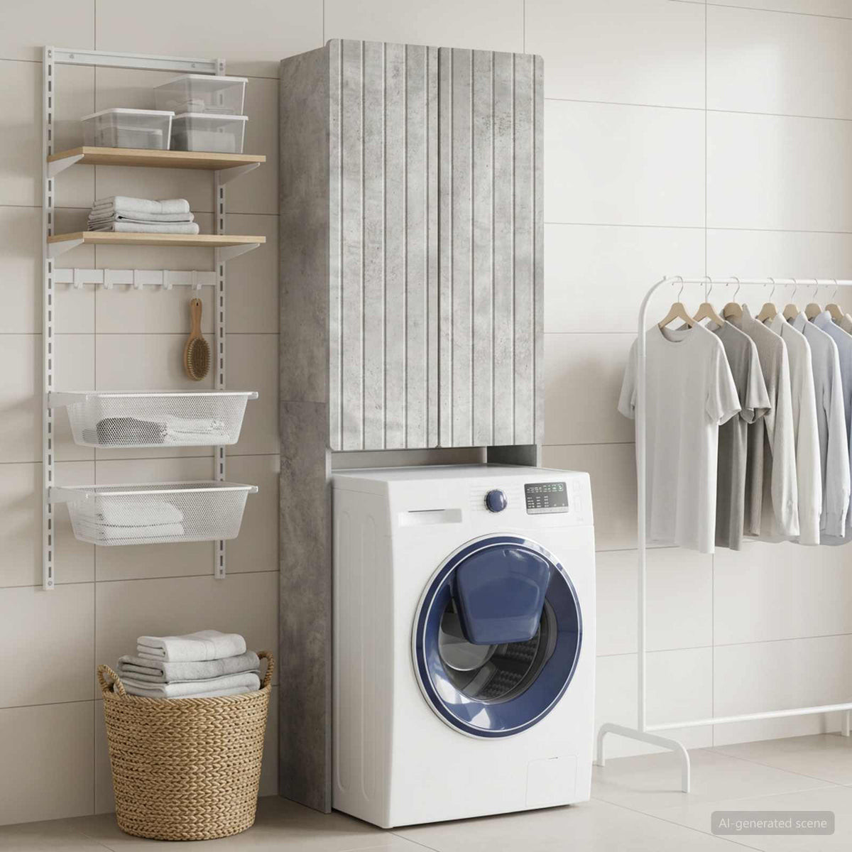 Toilettenschrank ZWOLLE Betongrau 66 x 25,5 x 190 cm