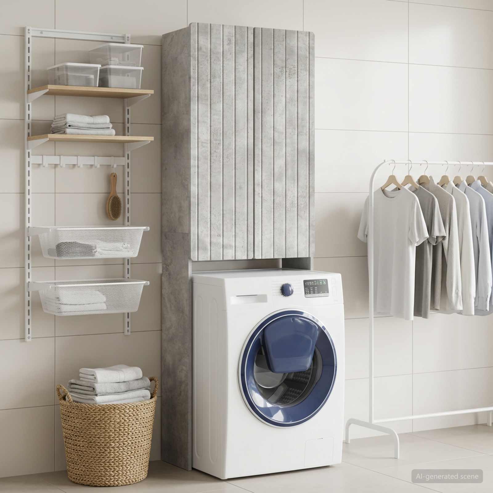 Toilettenschrank ZWOLLE Betongrau 66 x 25,5 x 190 cm