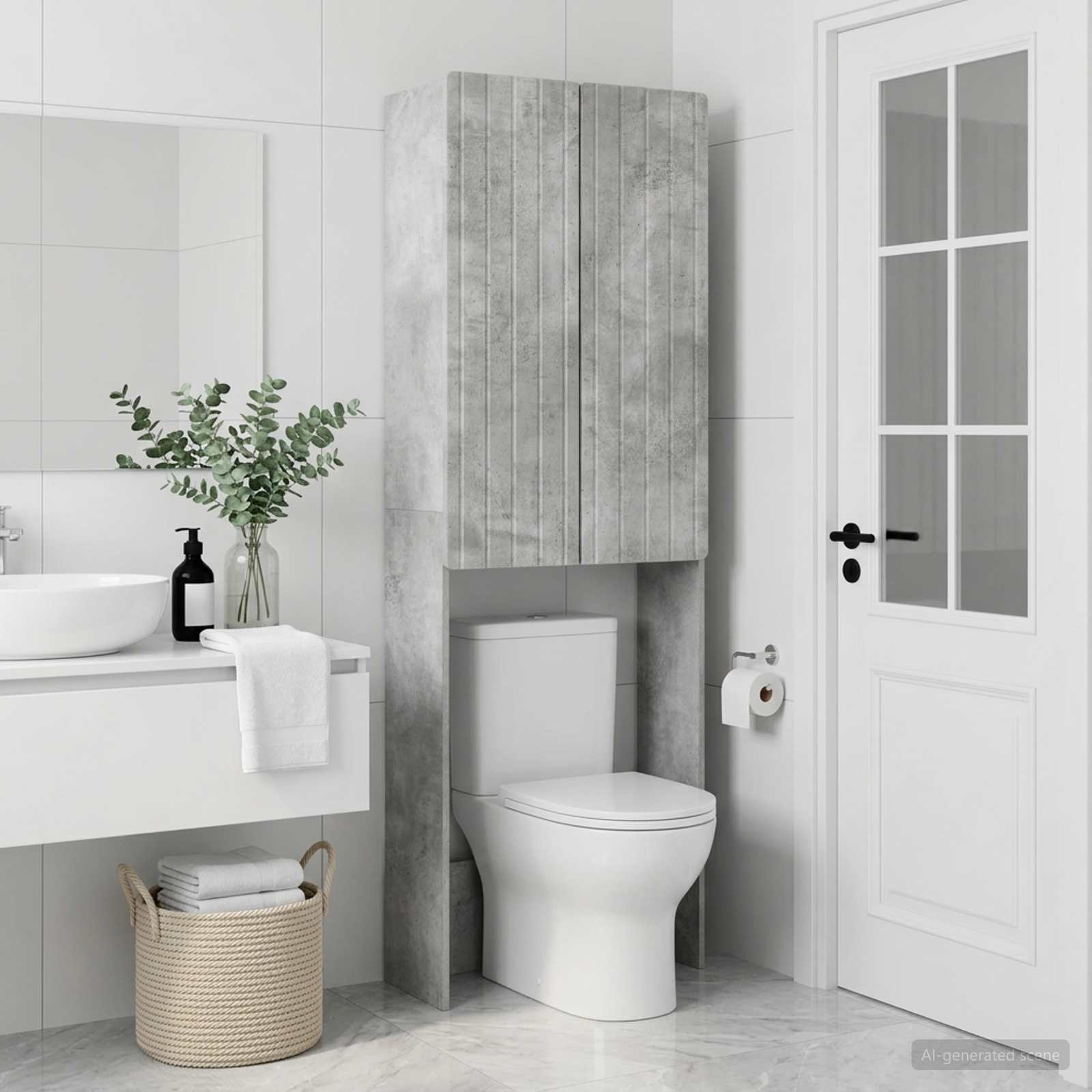 Toilettenschrank ZWOLLE Betongrau 66 x 25,5 x 190 cm