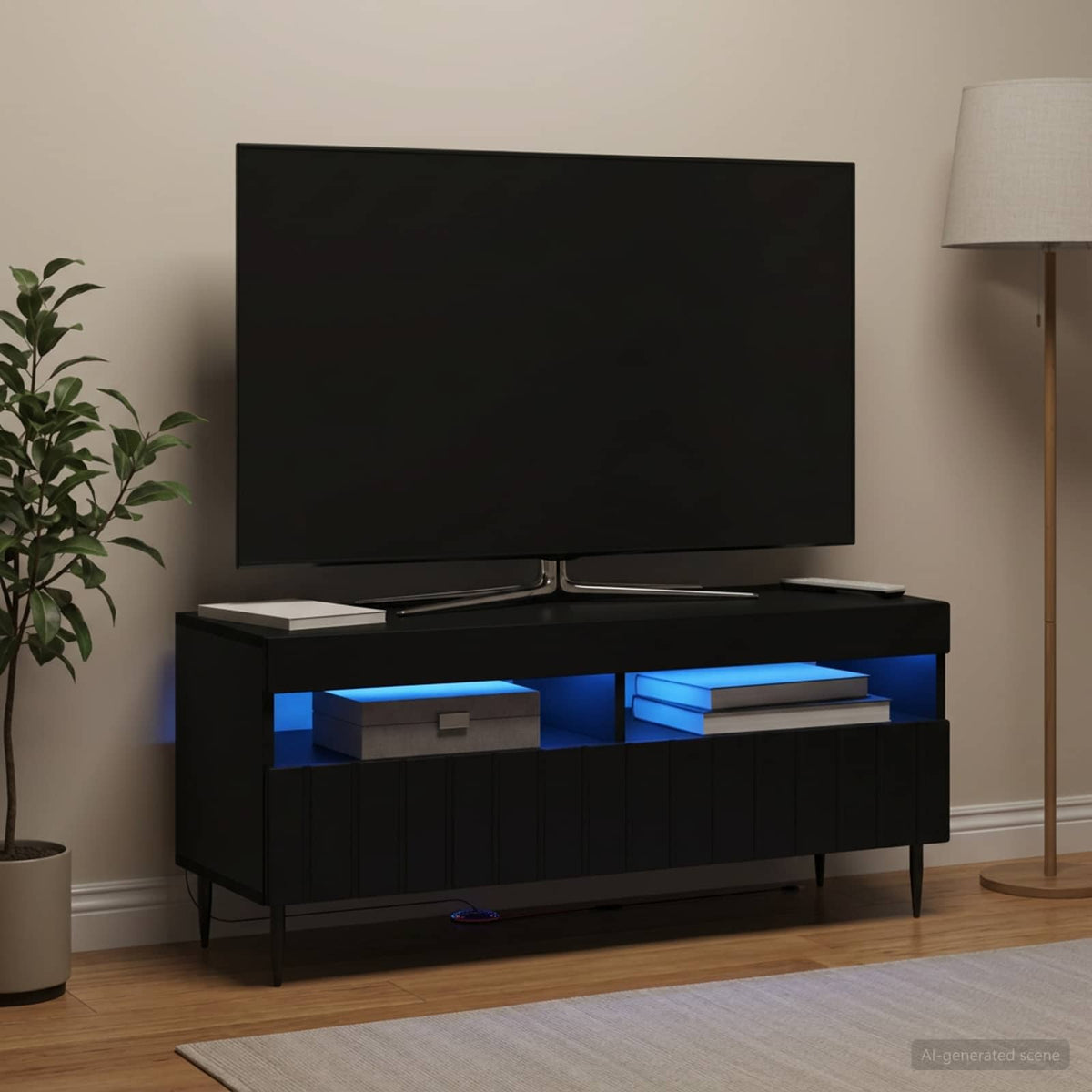 LED-TV-Schrank Schwarz Holzwerkstoff