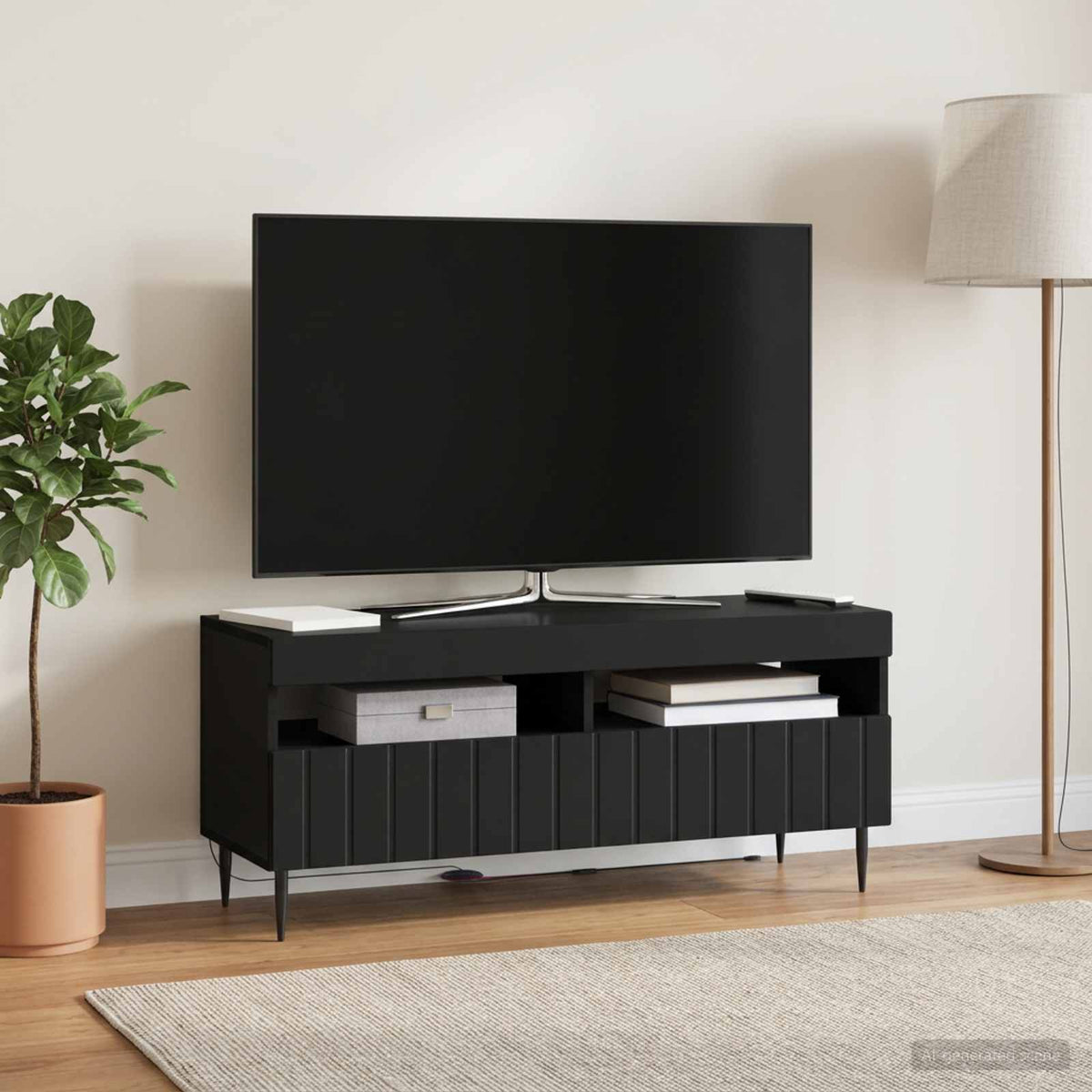 LED-TV-Schrank Schwarz Holzwerkstoff