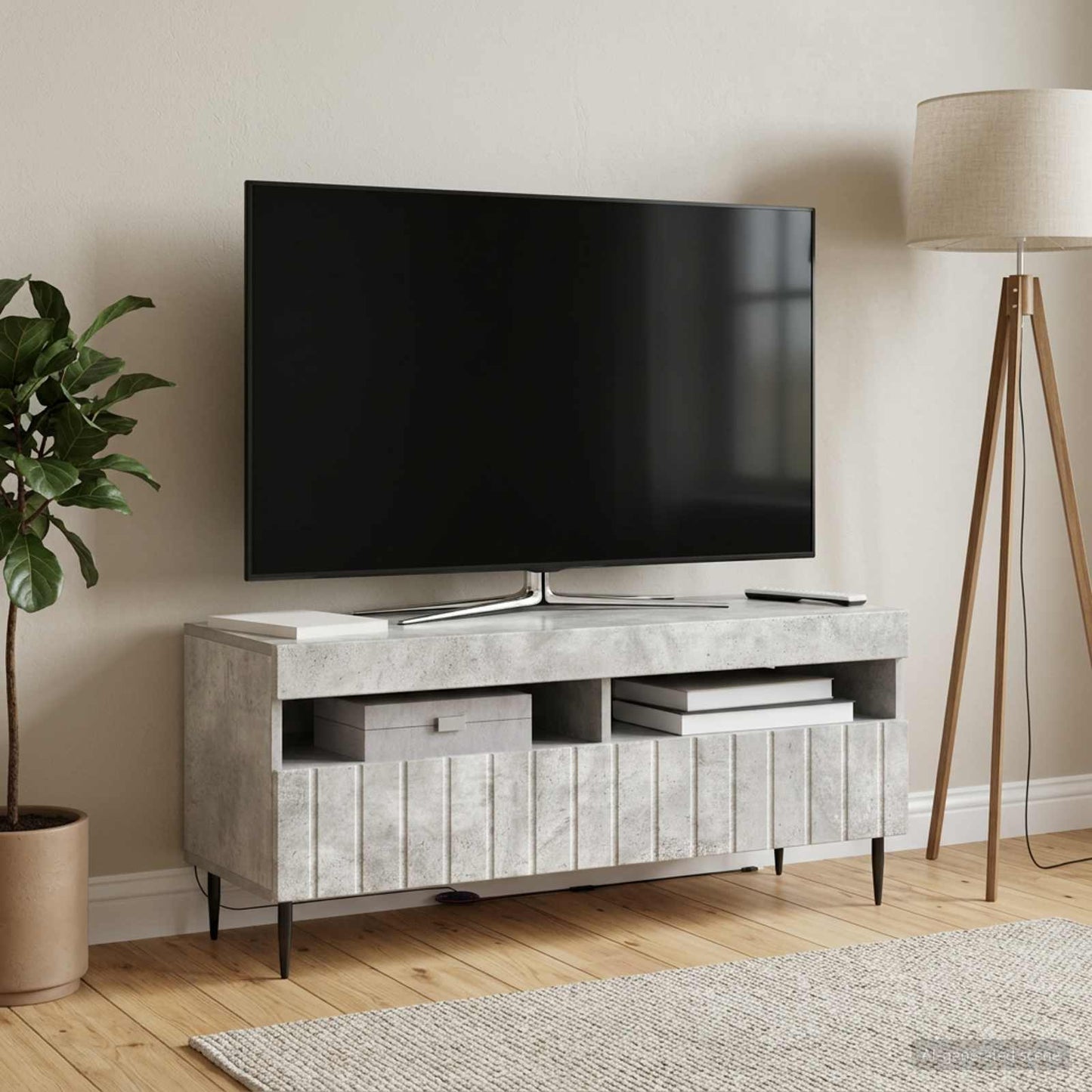 LED-TV-Schrank Betongrau Holzwerkstoff