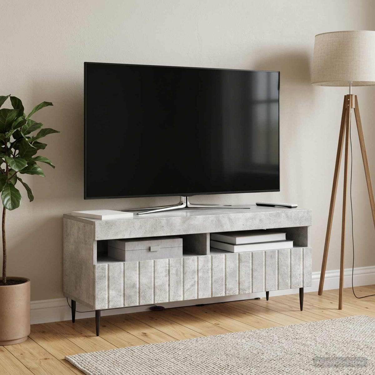 LED-TV-Schrank Betongrau Holzwerkstoff