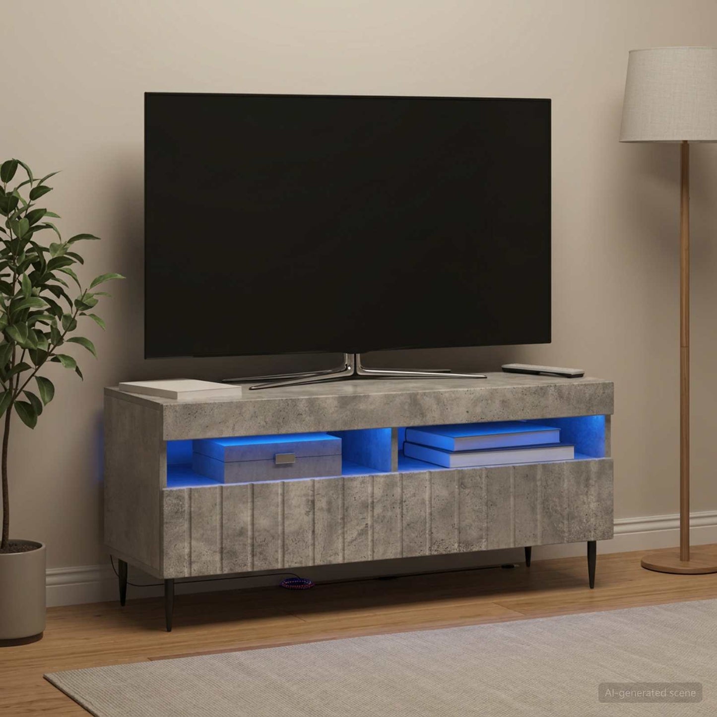 LED-TV-Schrank Betongrau Holzwerkstoff
