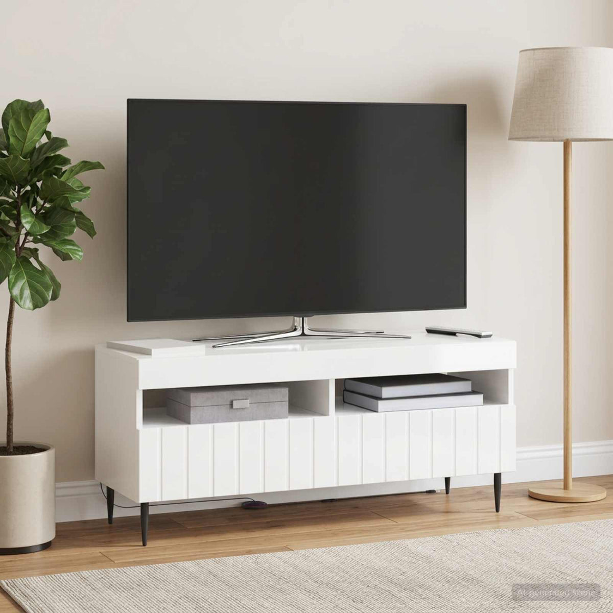 LED-TV-Schrank Hochglanz Weiß Holzwerkstoff
