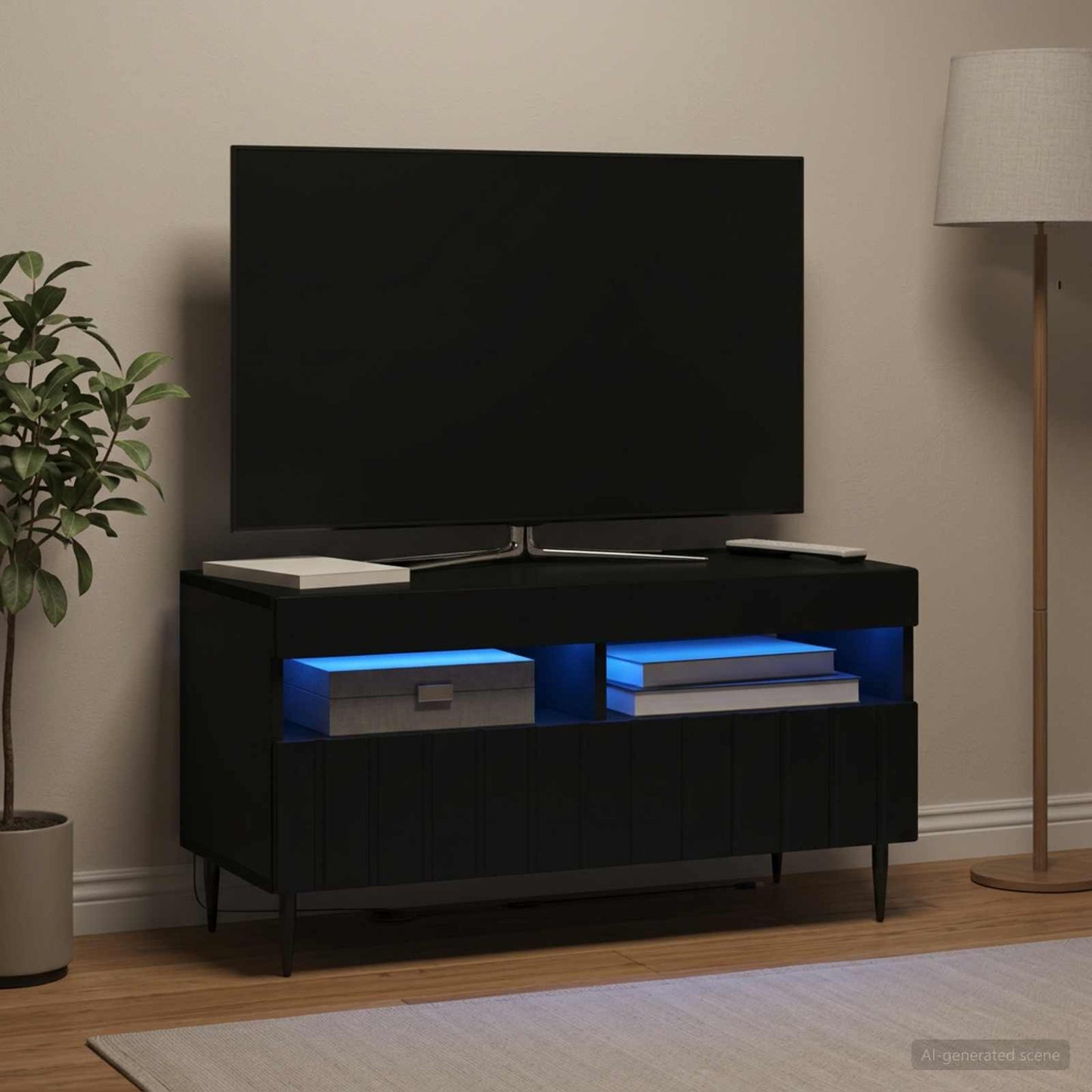 LED-TV-Schrank Schwarz Holzwerkstoff