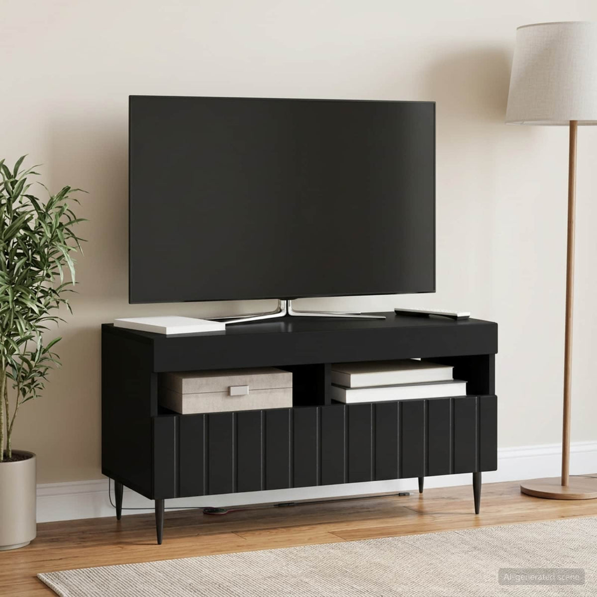LED-TV-Schrank Schwarz Holzwerkstoff