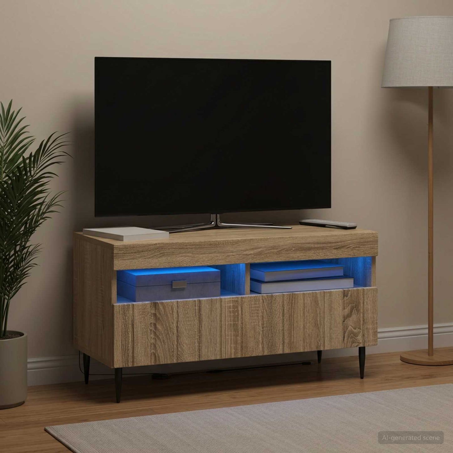 LED-TV-Schrank ZWOLLE Sonoma-Eiche Holzwerkstoff