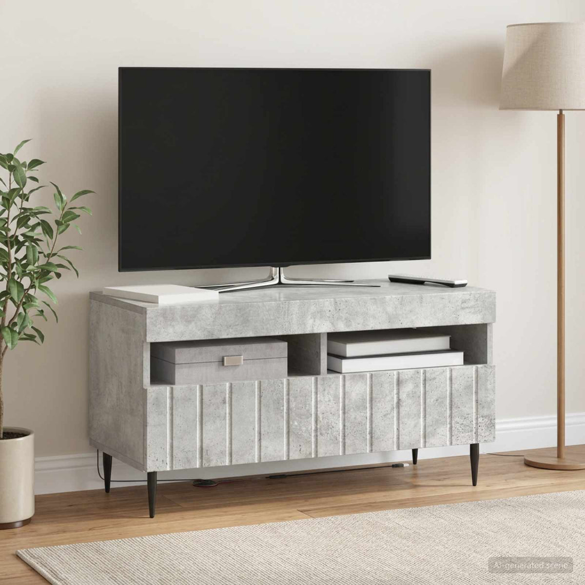 LED-TV-Schrank Betongrau Holzwerkstoff