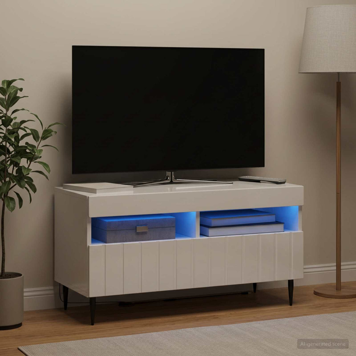 LED-TV-Schrank Hochglanz Weiß Holzwerkstoff