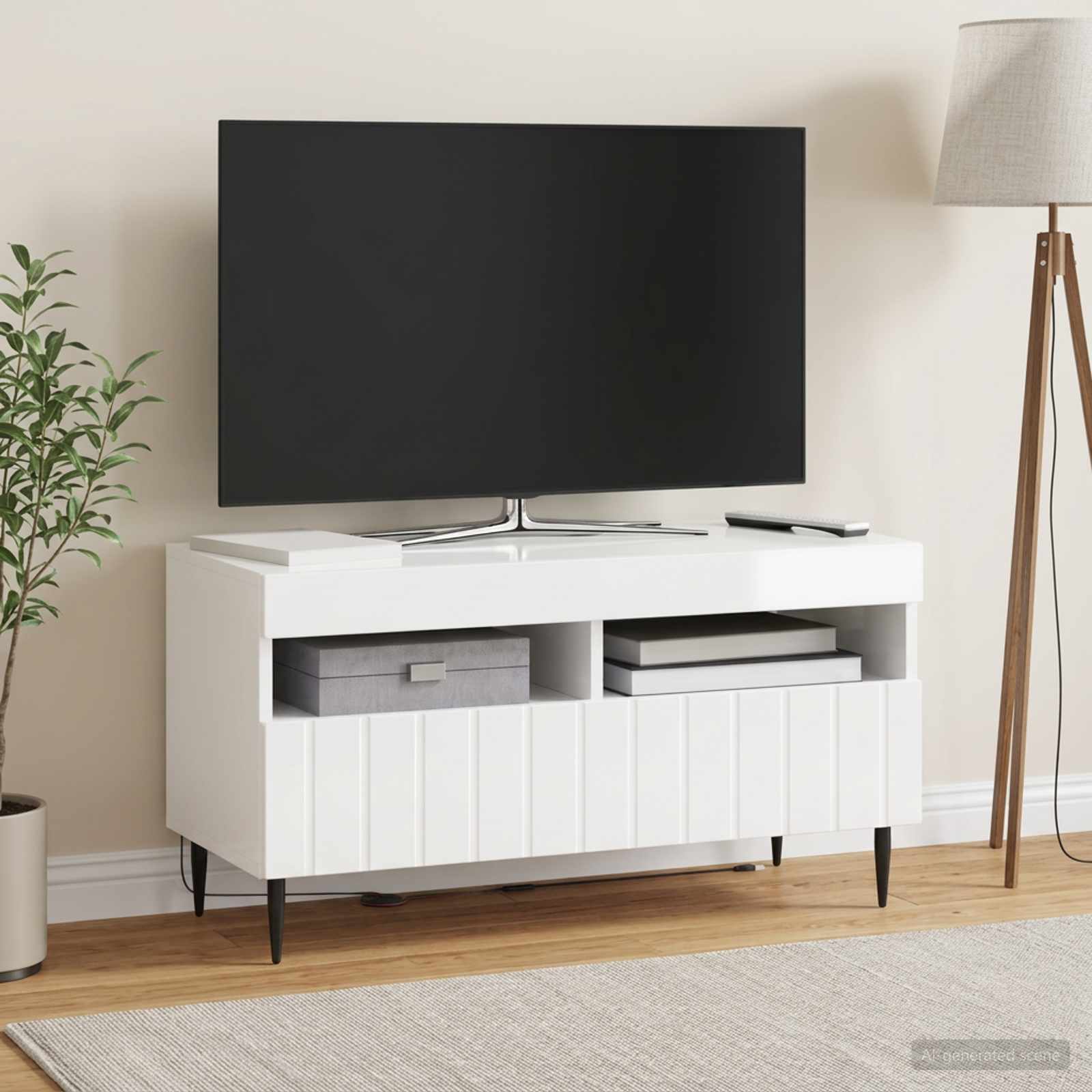 LED-TV-Schrank Hochglanz Weiß Holzwerkstoff