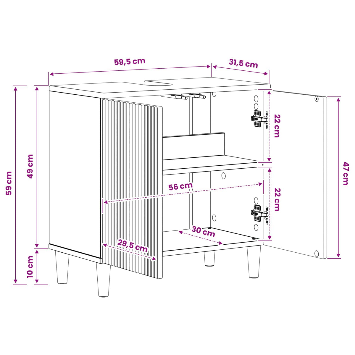 Waschbeckenschrank ARNHEM Sonoma-Eiche 59,5 x 31,5 x 59 cm
