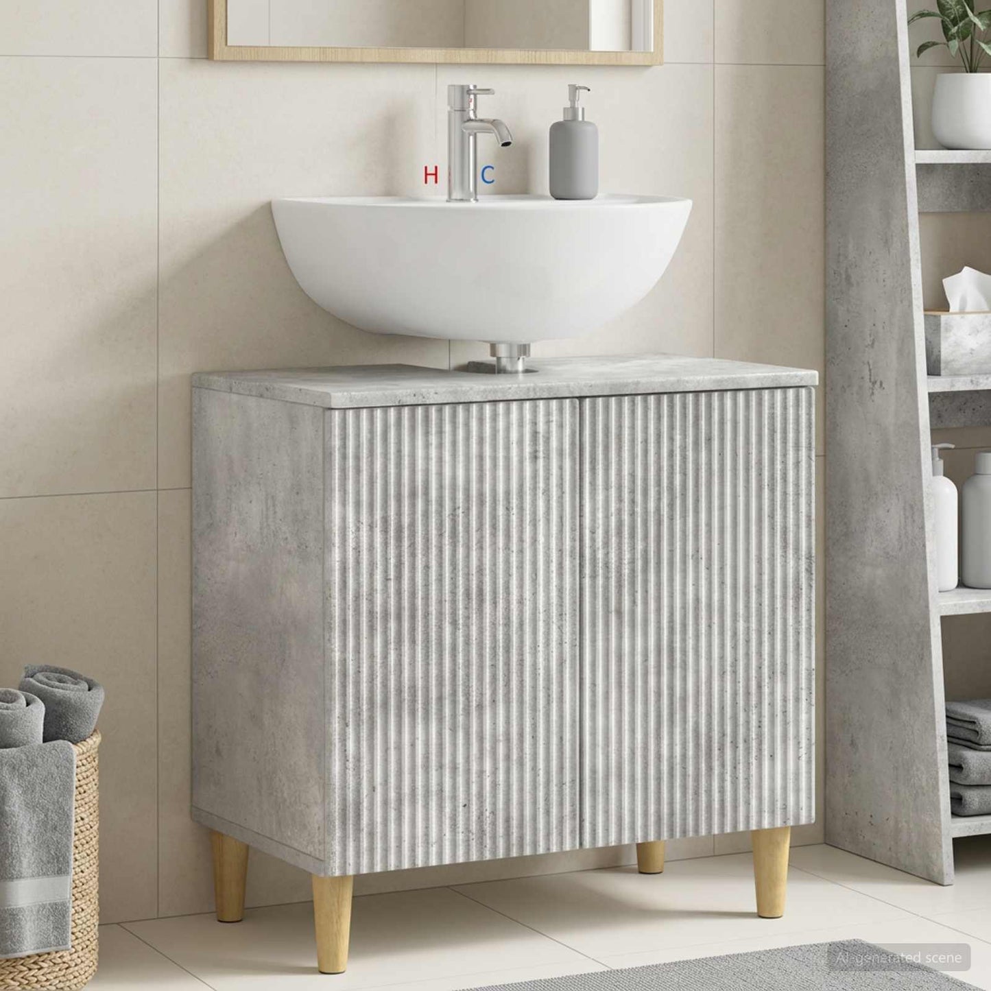 Waschbeckenschrank ARNHEM Betongrau 59,5 x 31,5 x 59 cm