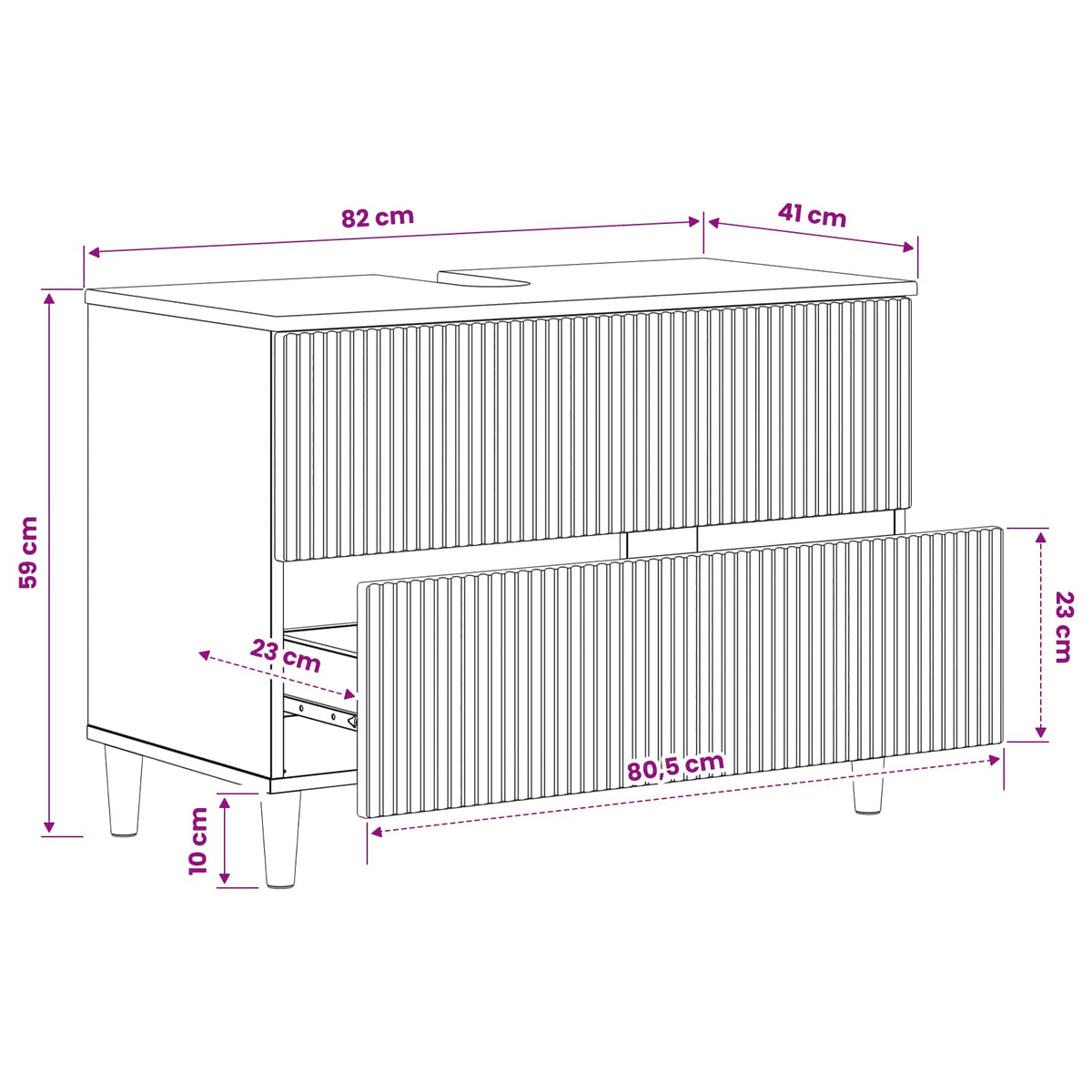 Waschbeckenschrank ARNHEM Weiß 82 x 41 x 59 cm Holzwerkstoff