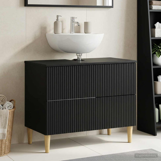 Waschbeckenschrank ARNHEM Schwarz 82 x 41 x 59 cm Holzwerkstoff
