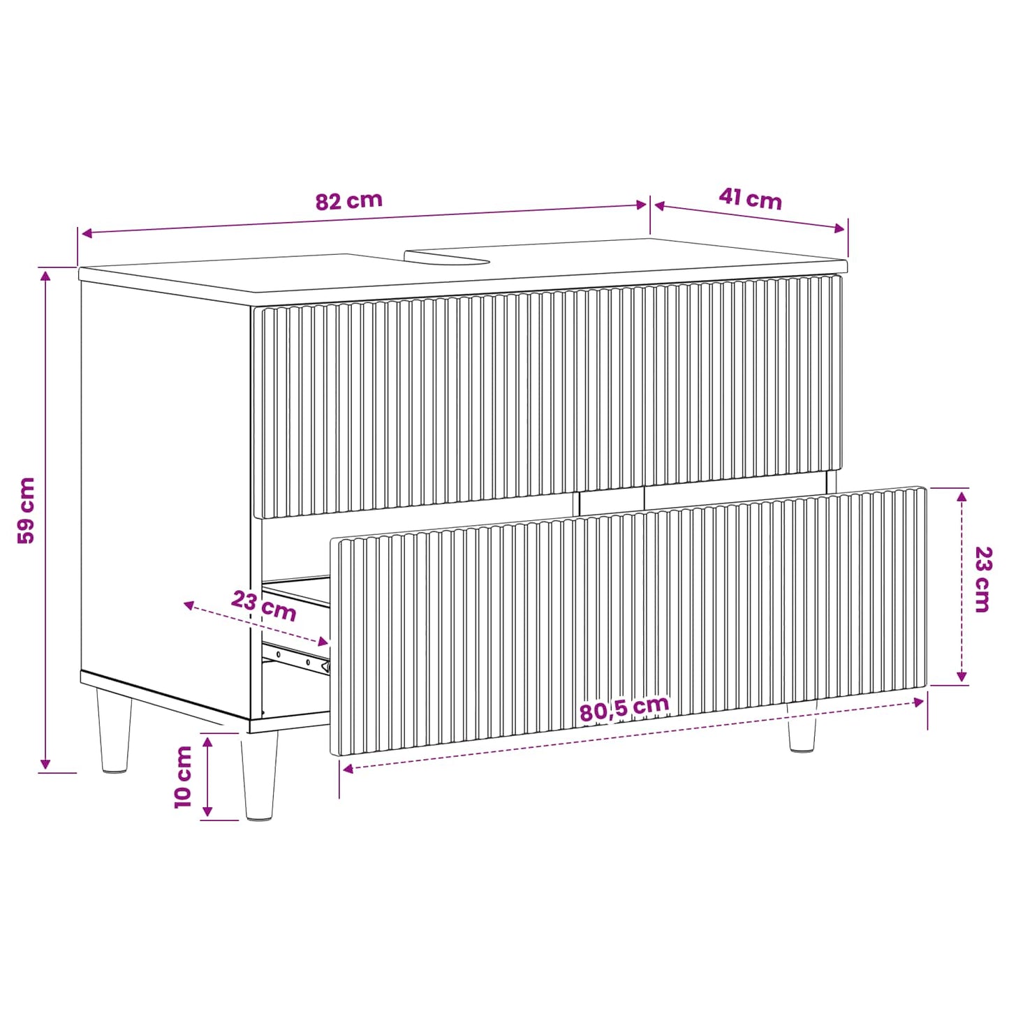 Waschbeckenschrank ARNHEM Schwarz 82 x 41 x 59 cm Holzwerkstoff
