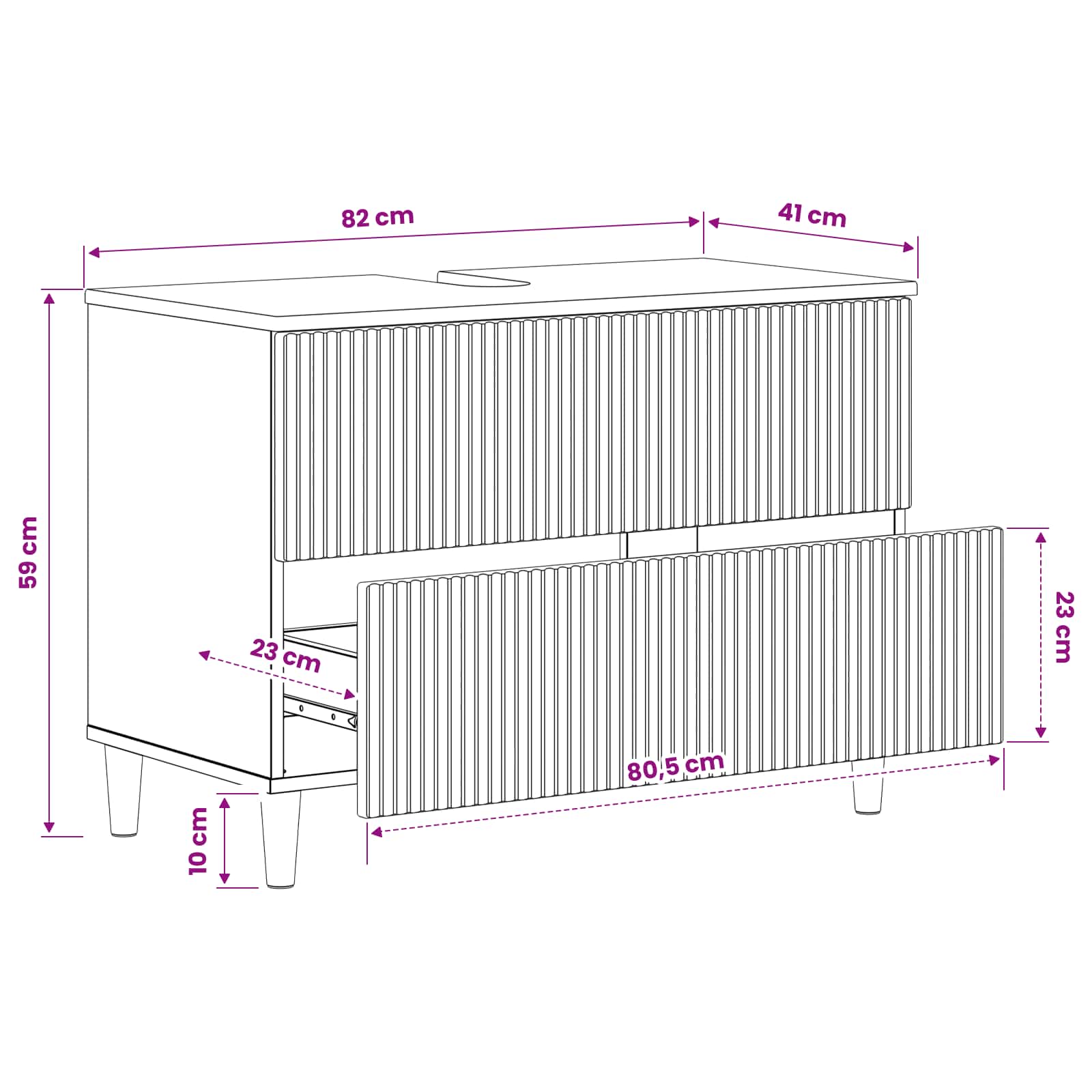 Waschbeckenschrank ARNHEM Schwarz 82 x 41 x 59 cm Holzwerkstoff