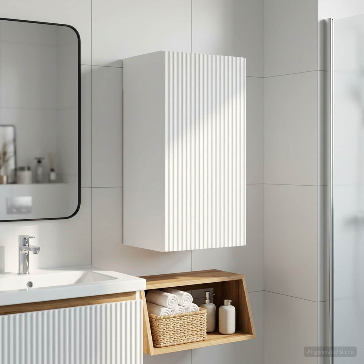 Badezimmer-Wandschrank ARNHEM Weiß 30 x 31 x 59 cm