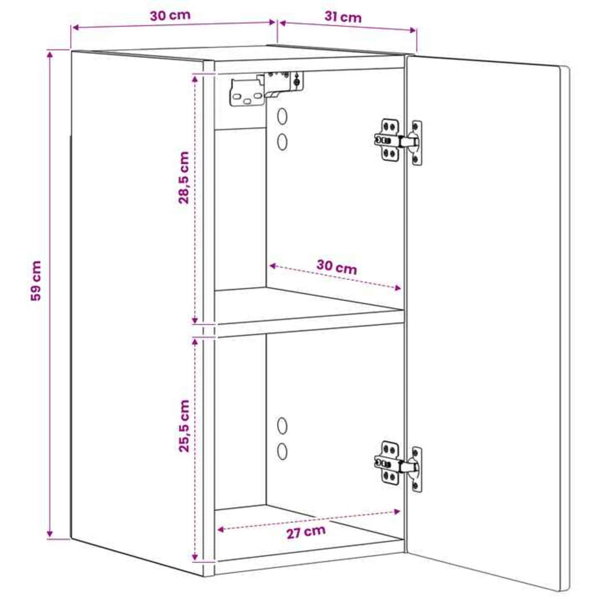 Badezimmer-Wandschrank ARNHEM Sonoma-Eiche 30 x 31 x 59 cm
