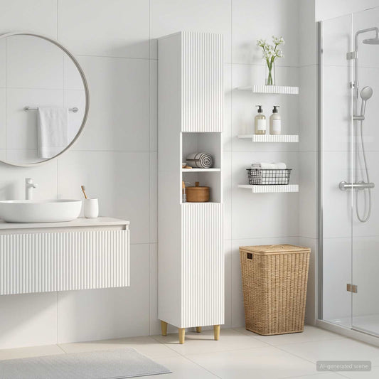 Badezimmerschrank mit offenem Regal ARNHEM Weiß