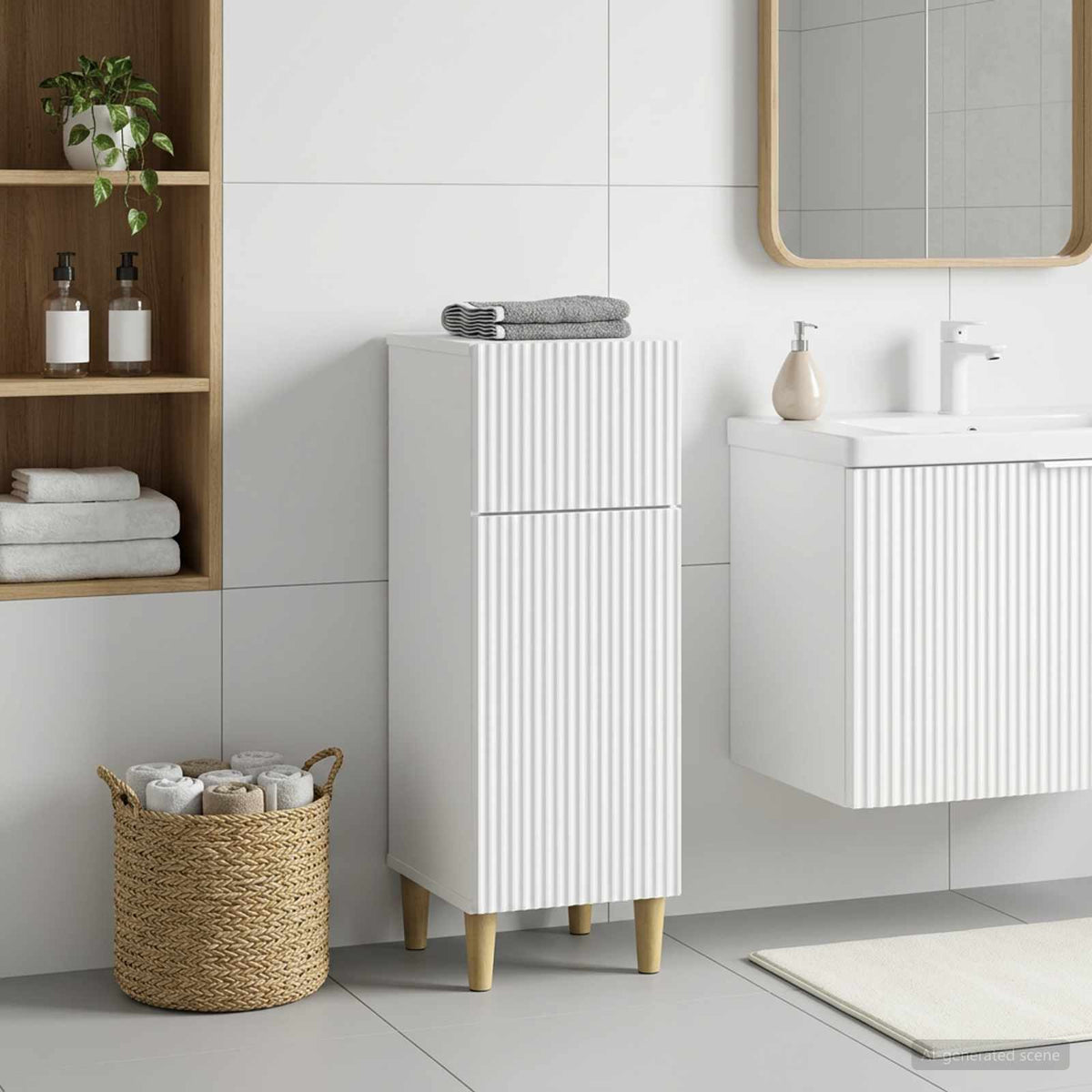 Badezimmer Aufbewahrungsschrank ARNHEM Weiß 30 x 31 x 80 cm