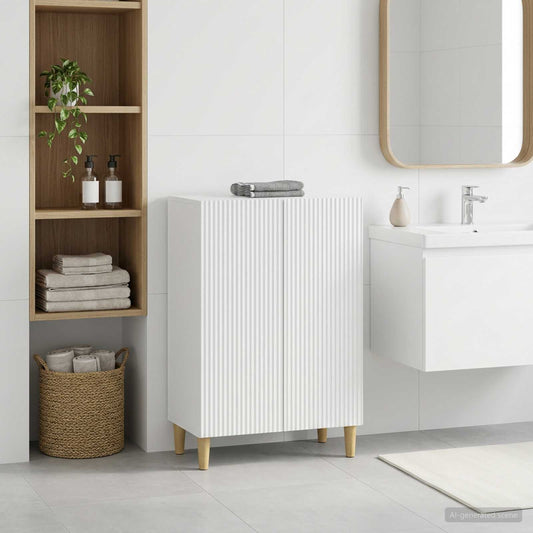 Badezimmer Aufbewahrungsschrank ARNHEM Weiß 59,5 x 31 x 80 cm