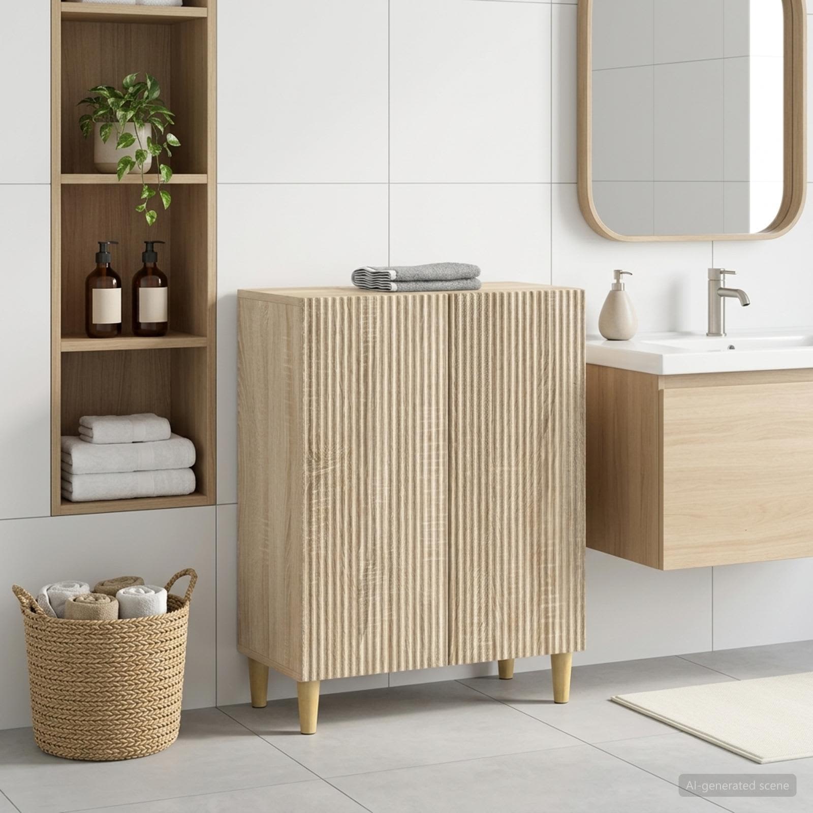 Badezimmer Aufbewahrungsschrank ARNHEM Sonoma-Eiche