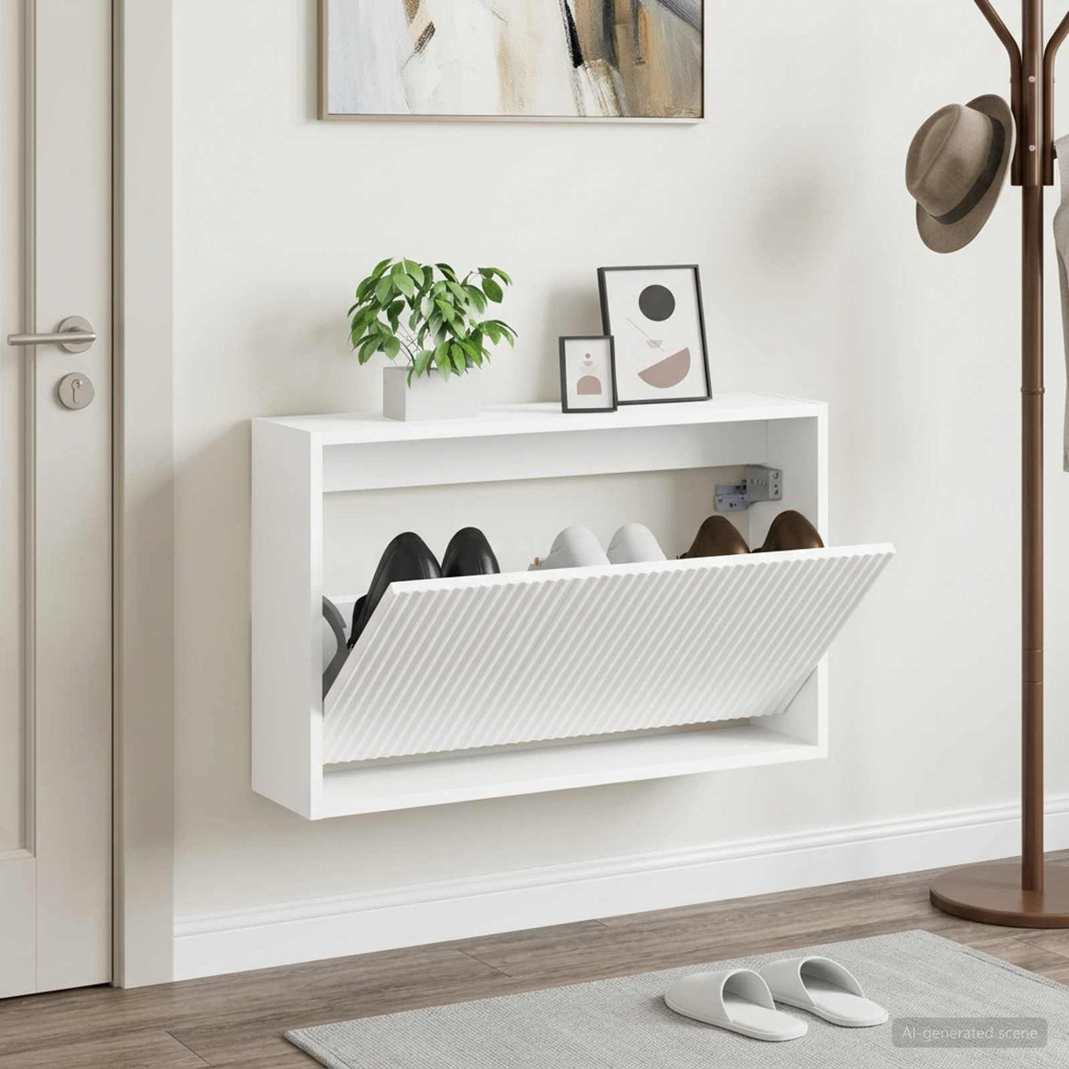 Wandmontierter Schuhschrank ARNHEM 71 x 17 x 43 cm Weiß
