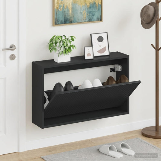 Wandmontierter Schuhschrank ARNHEM 71 x 17 x 43 cm Schwarz